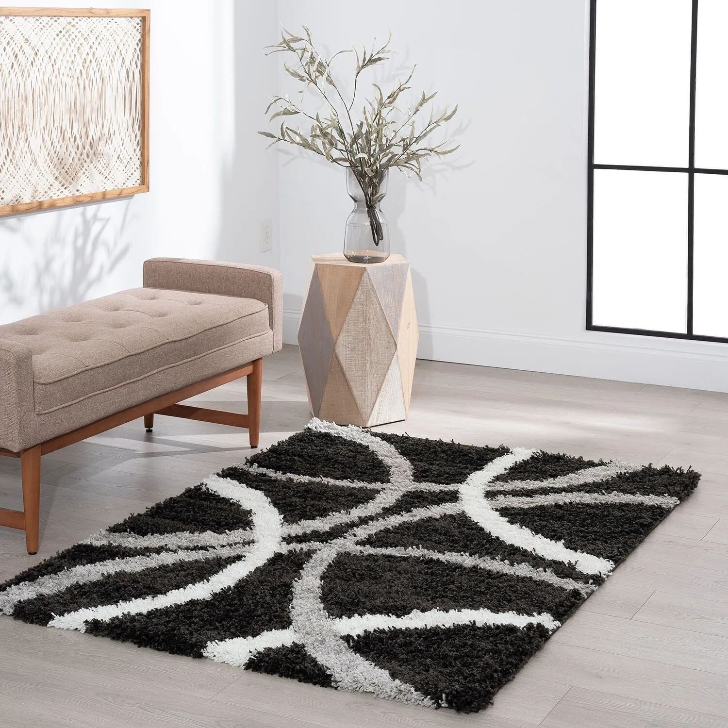 Upscale Shag Modern & Contemporary Abstract Indoor Area Rug