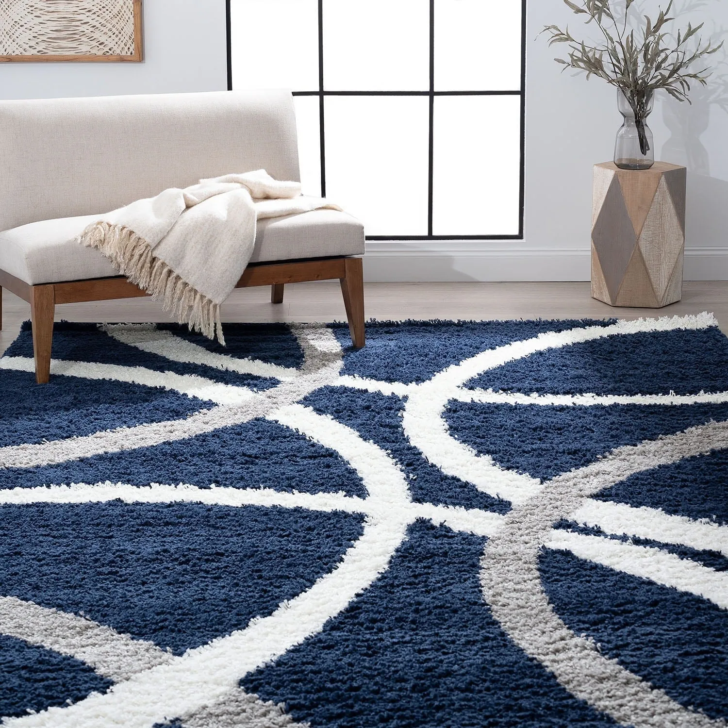 Upscale Shag Modern & Contemporary Abstract Indoor Area Rug