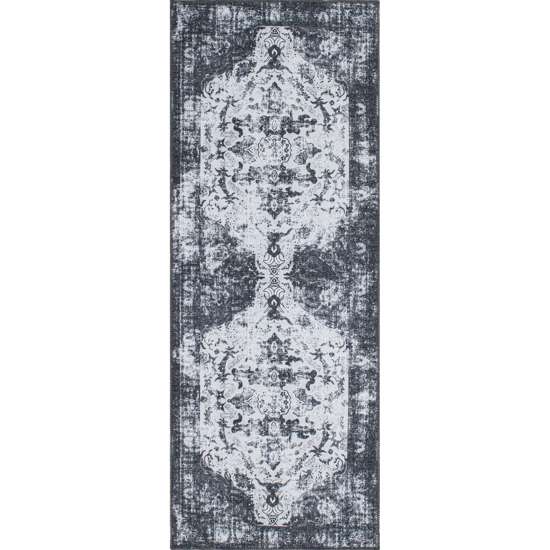 Vintage Distressed Medallion Machine Washable Area Rug