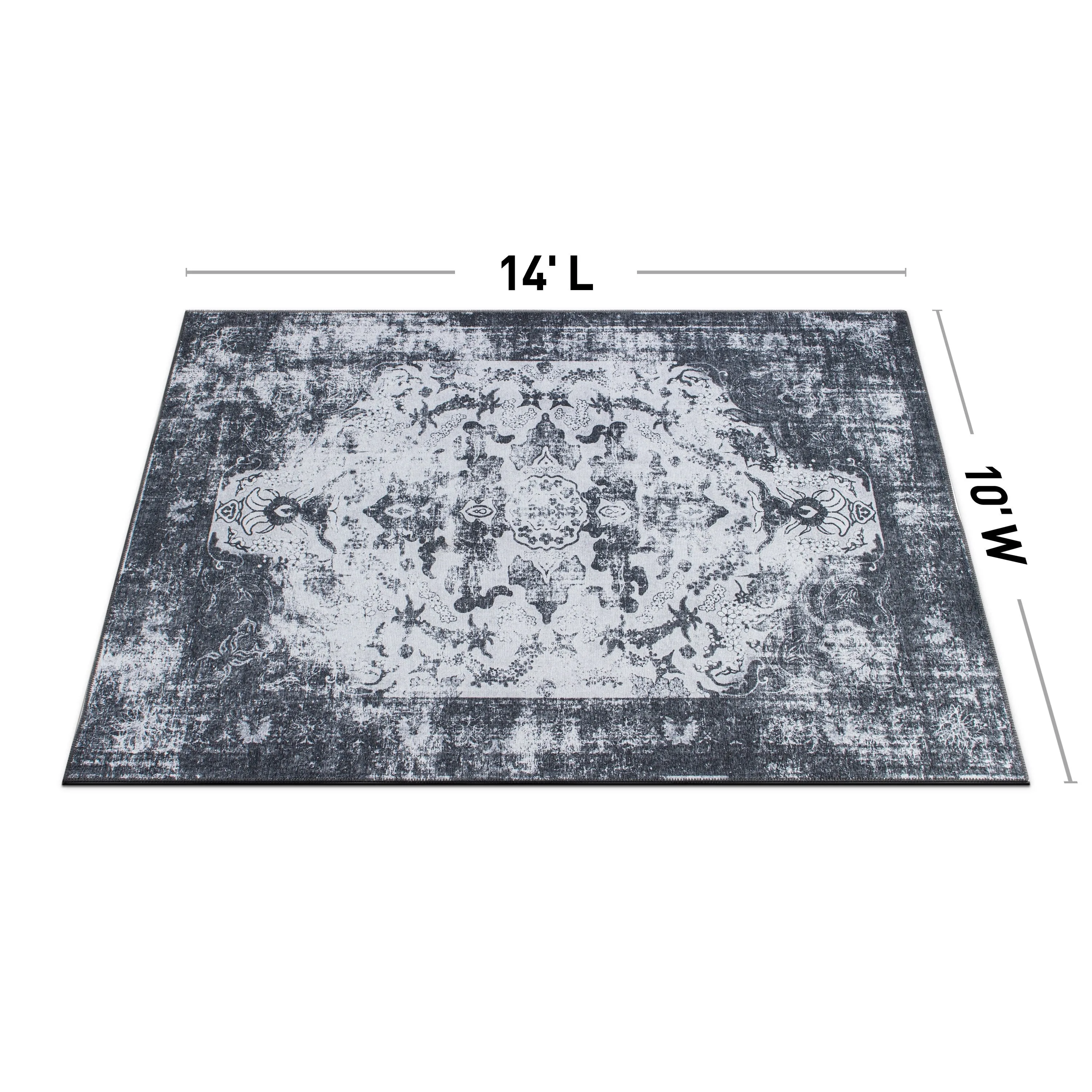 Vintage Distressed Medallion Machine Washable Area Rug