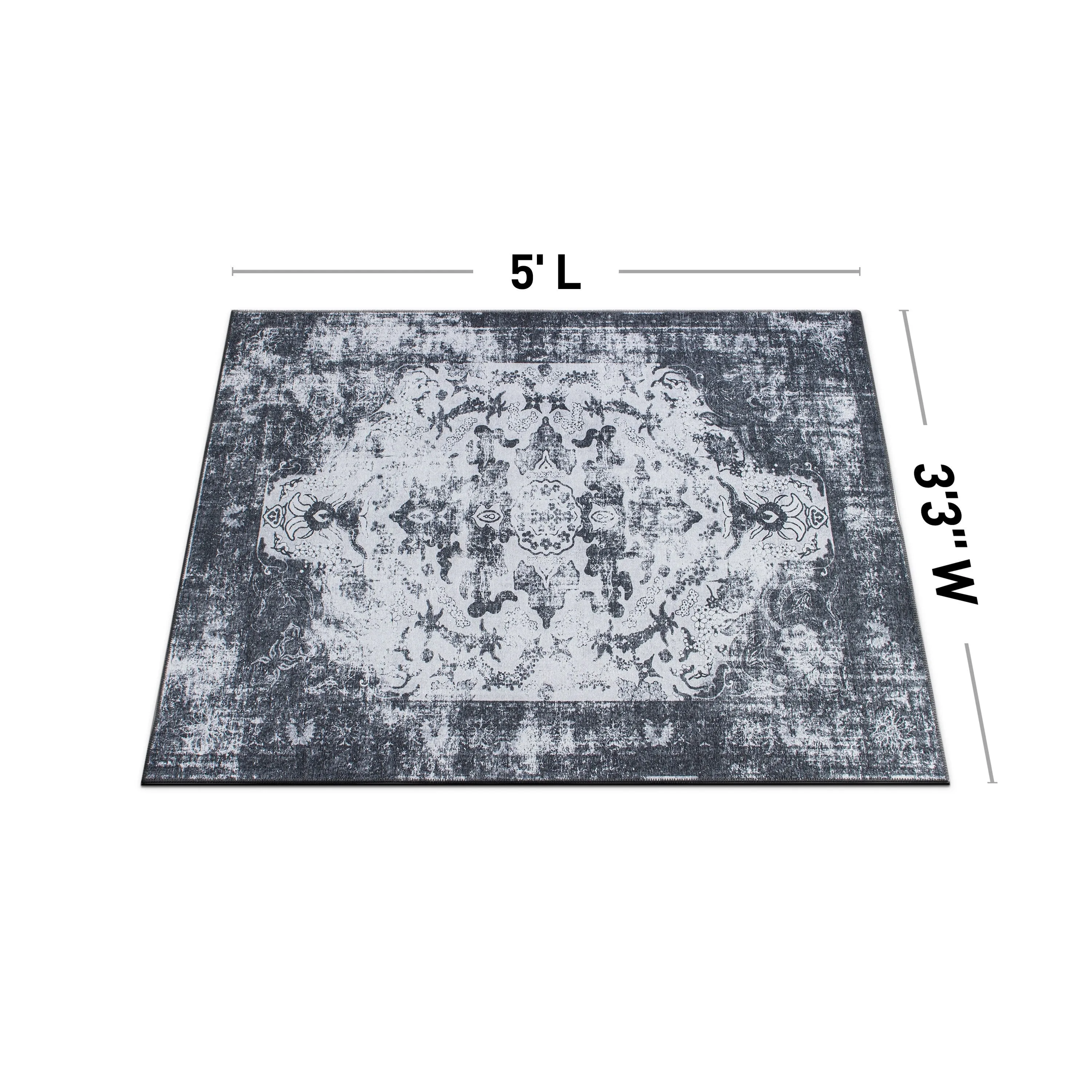 Vintage Distressed Medallion Machine Washable Area Rug