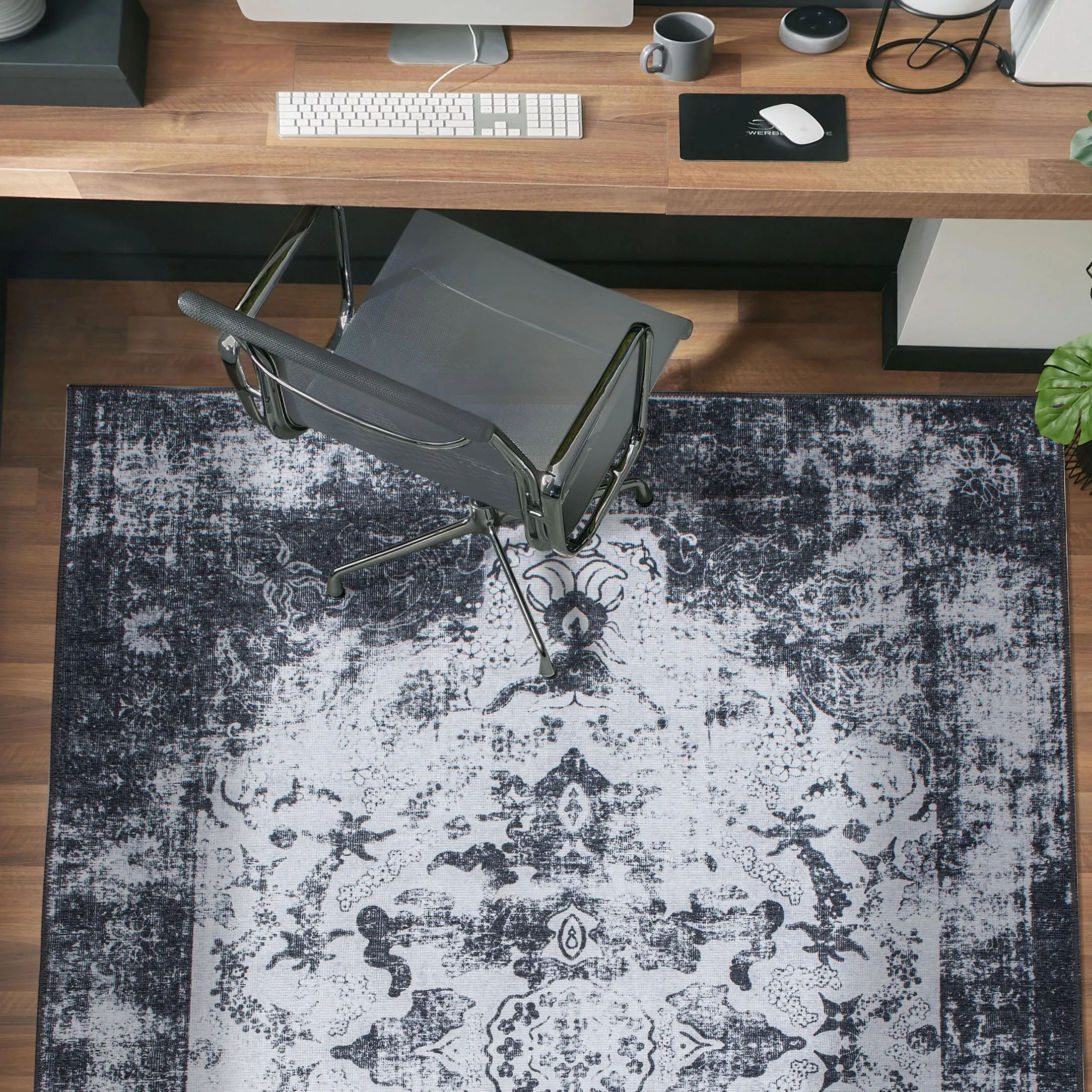 Vintage Distressed Medallion Machine Washable Area Rug