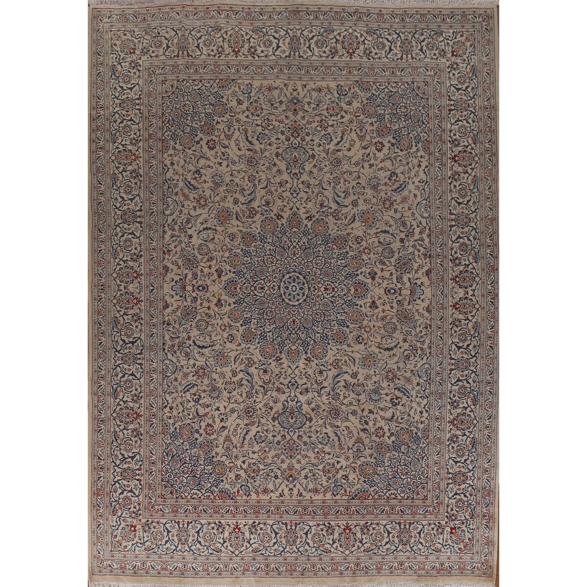 Vintage Traditional Kashmar Persian Area Rug Hand-knotted Wool Carpet - 9'9 x 12'8
