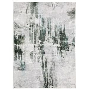 Vista Home Marissa Washable Modern Abstract Grey/ Teal Indoor Area Rug