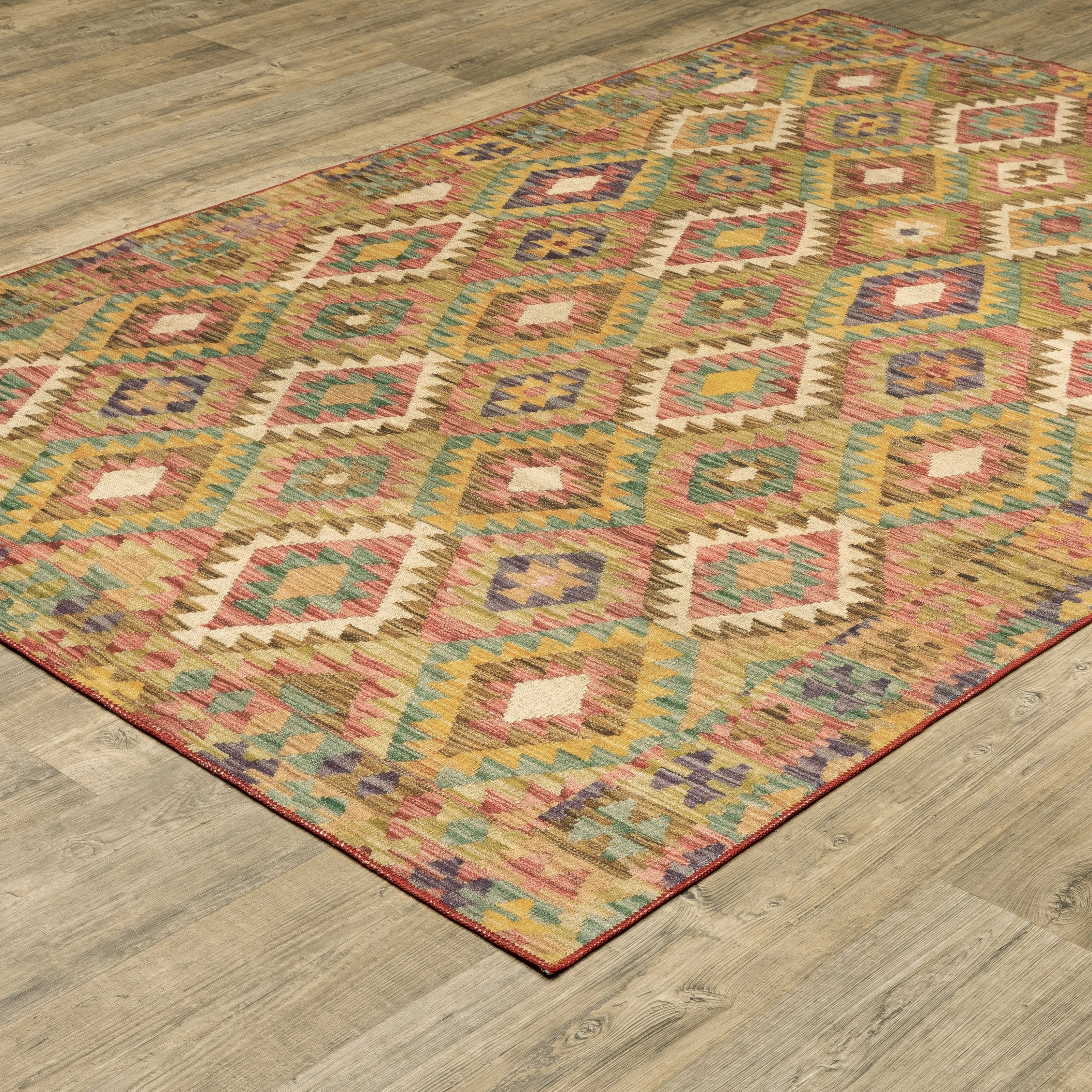 Vista Home Marissa Washable Tribal Inspired Gold/ Multi Indoor Area Rug Mat
