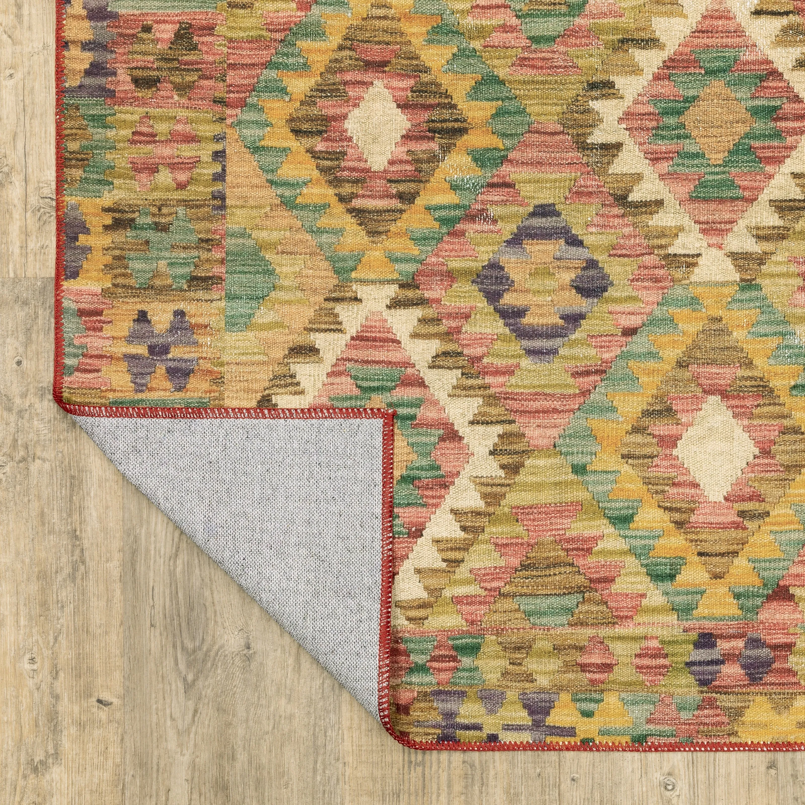 Vista Home Marissa Washable Tribal Inspired Gold/ Multi Indoor Area Rug Mat