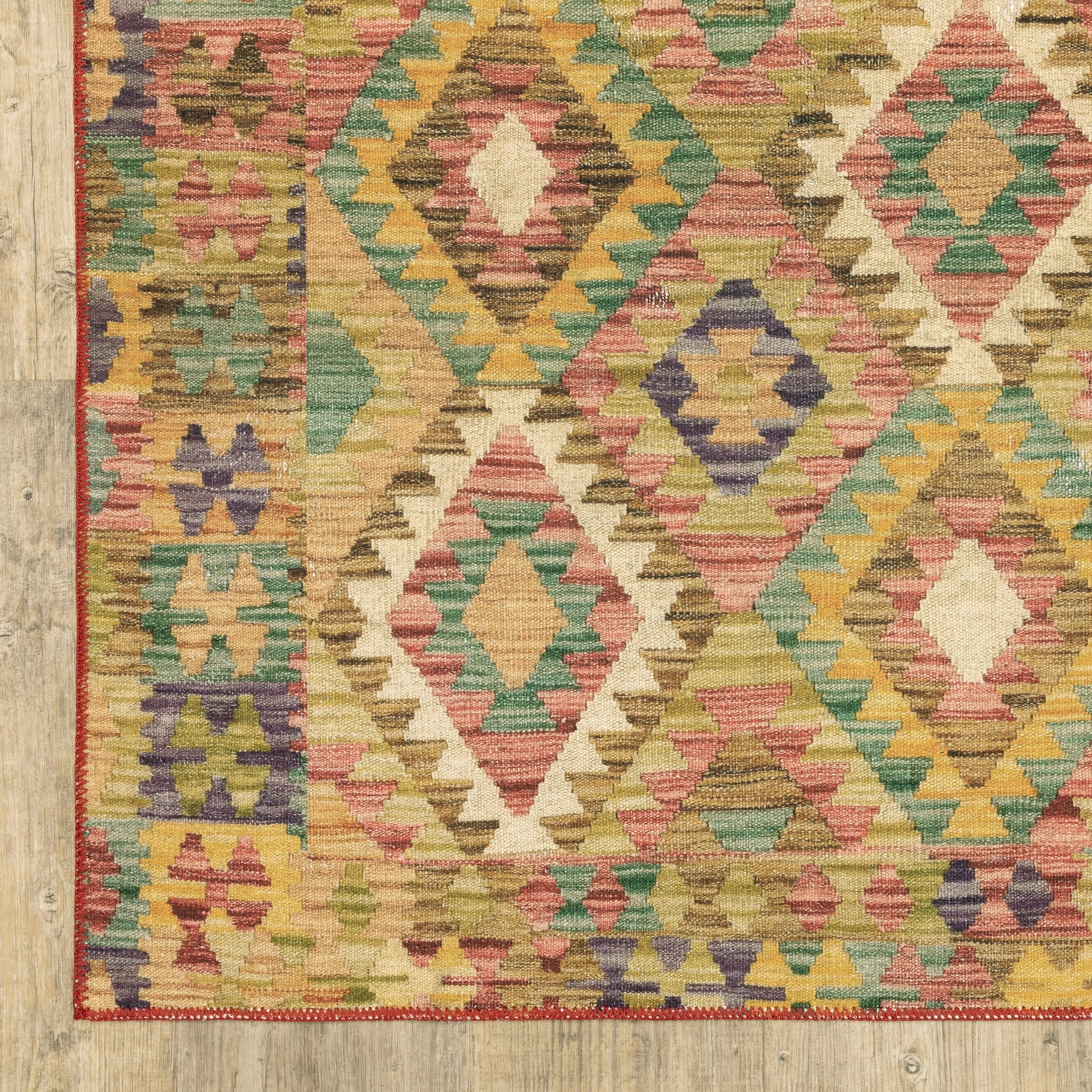 Vista Home Marissa Washable Tribal Inspired Gold/ Multi Indoor Area Rug Mat