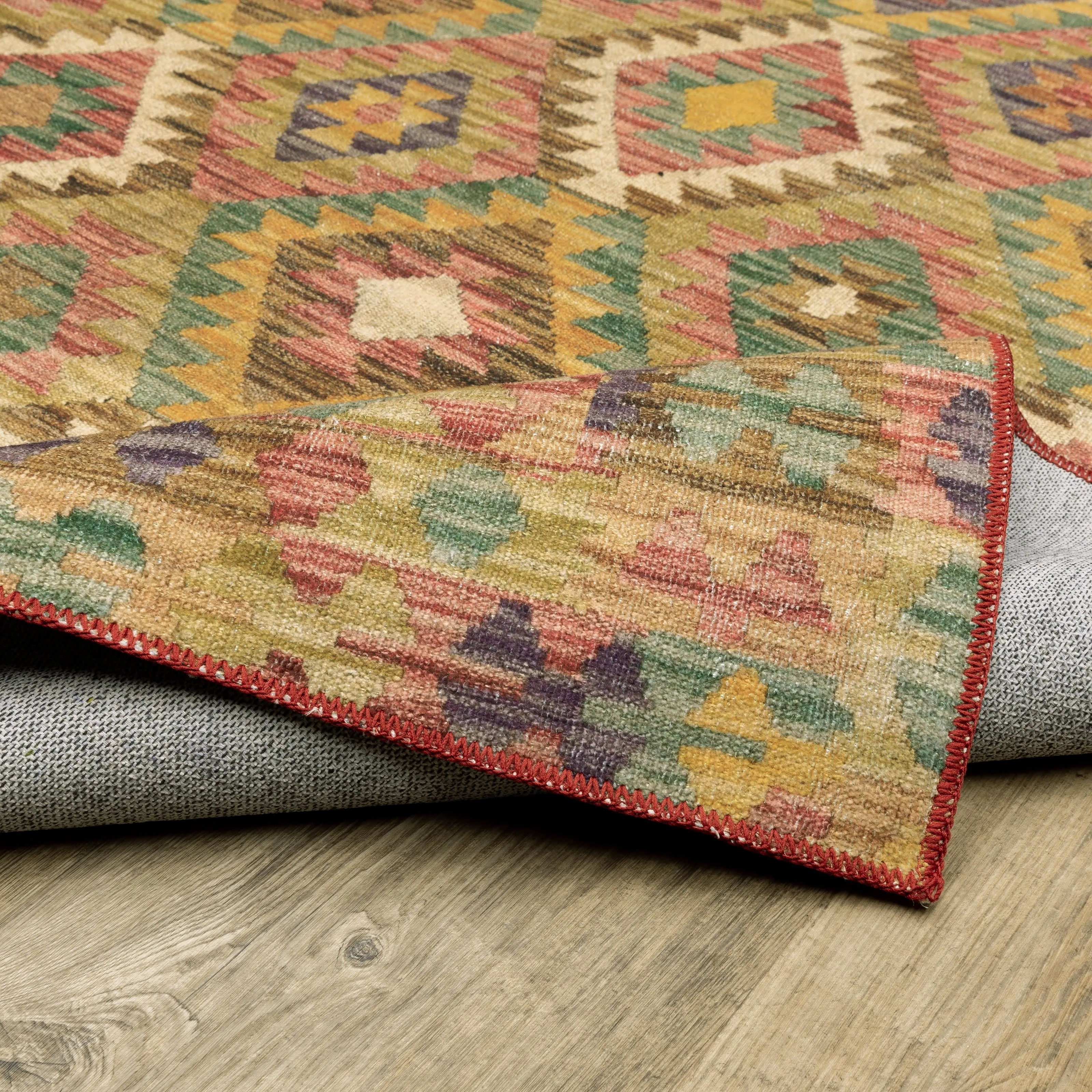 Vista Home Marissa Washable Tribal Inspired Gold/ Multi Indoor Area Rug Mat