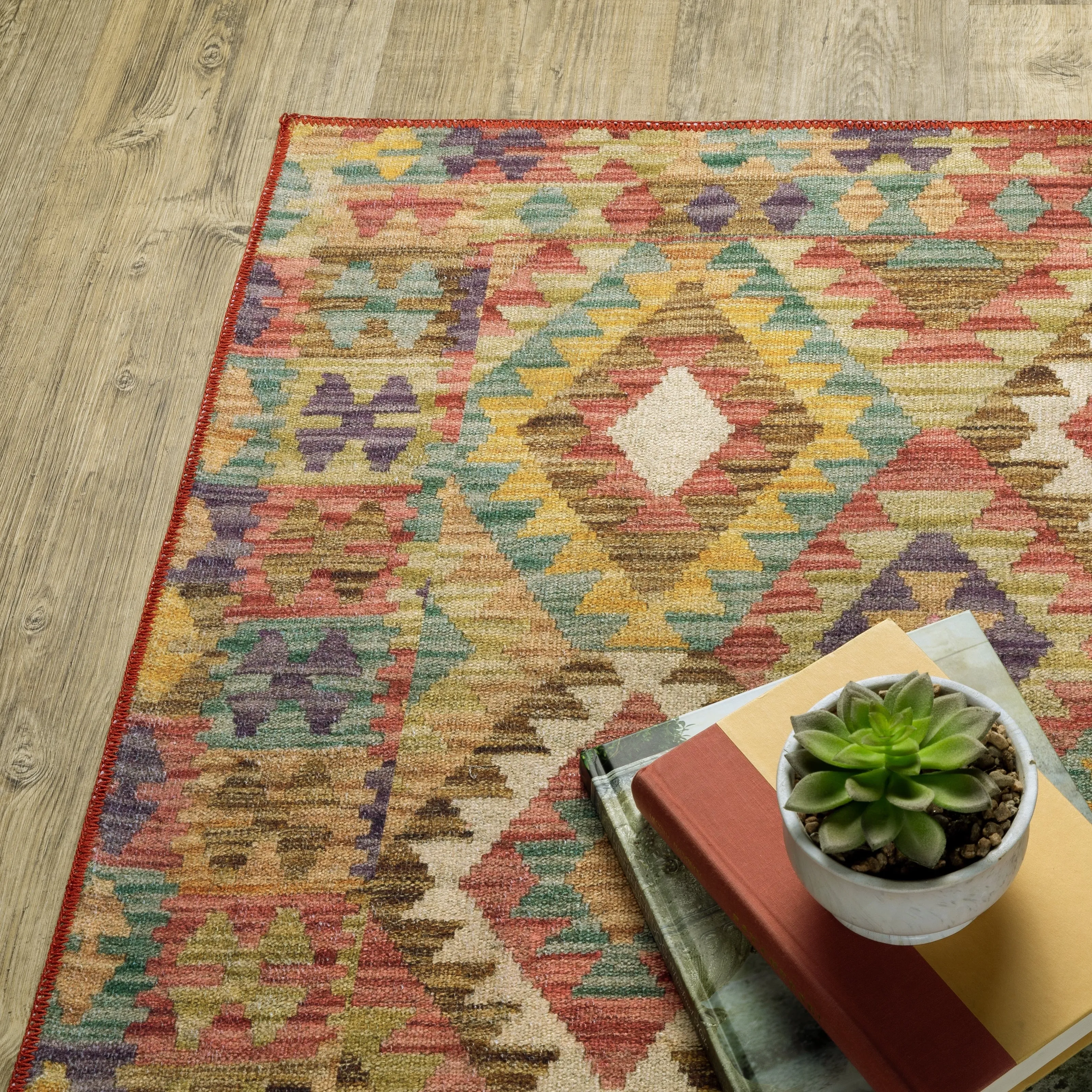 Vista Home Marissa Washable Tribal Inspired Gold/ Multi Indoor Area Rug Mat