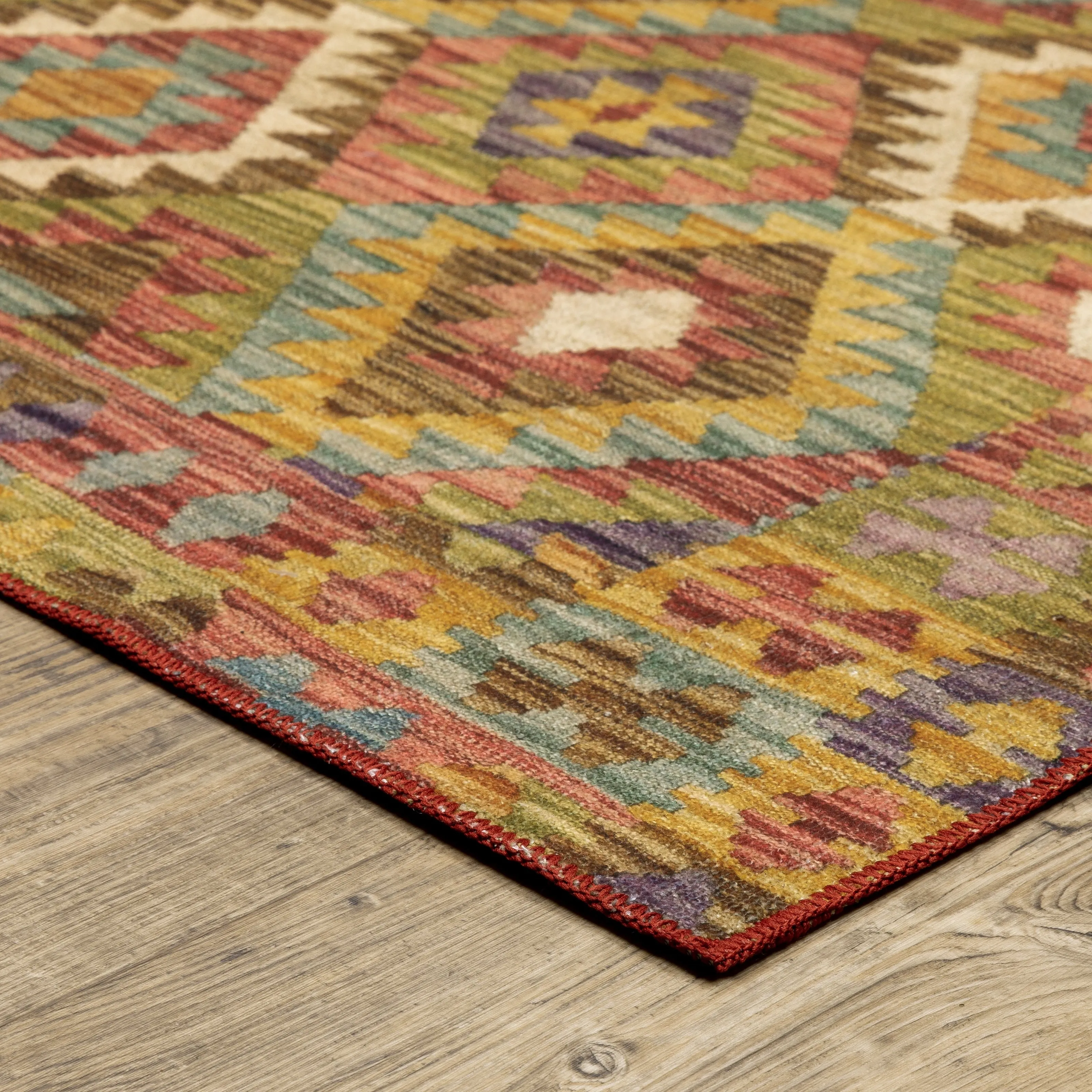 Vista Home Marissa Washable Tribal Inspired Gold/ Multi Indoor Area Rug Mat