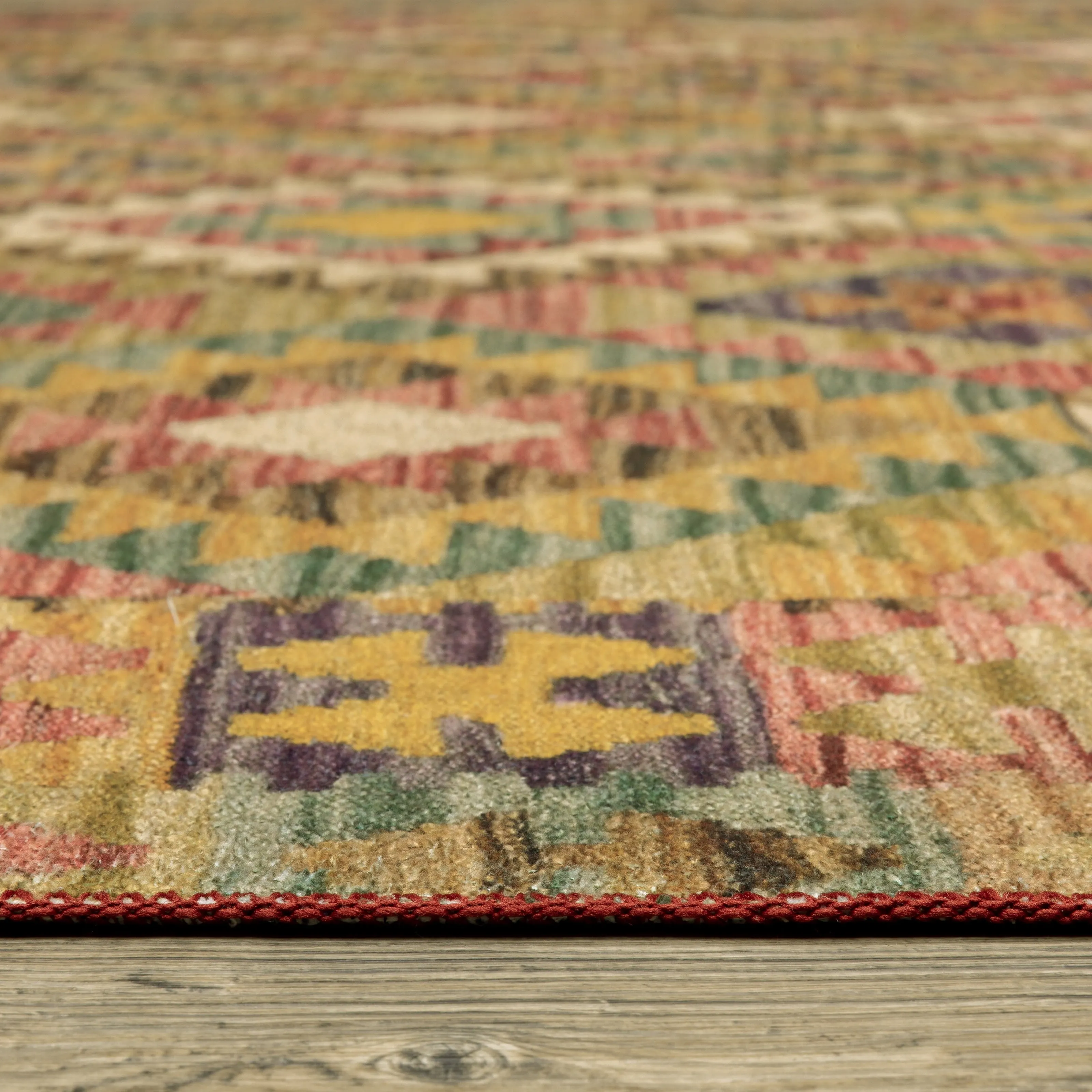 Vista Home Marissa Washable Tribal Inspired Gold/ Multi Indoor Area Rug Mat