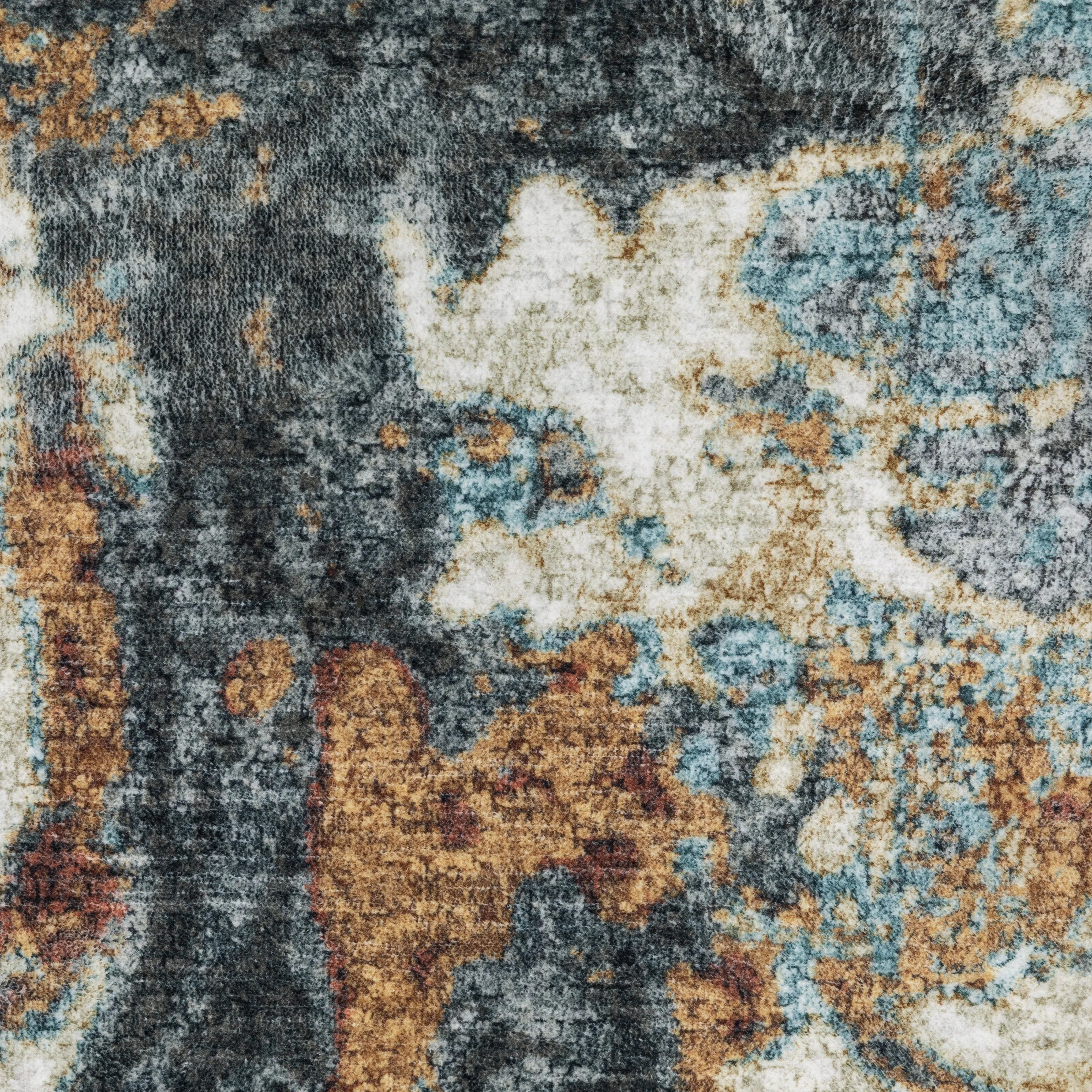 Vista Home Sunderland Abstract Earth Washable Rust/Blue Area Rug Mat