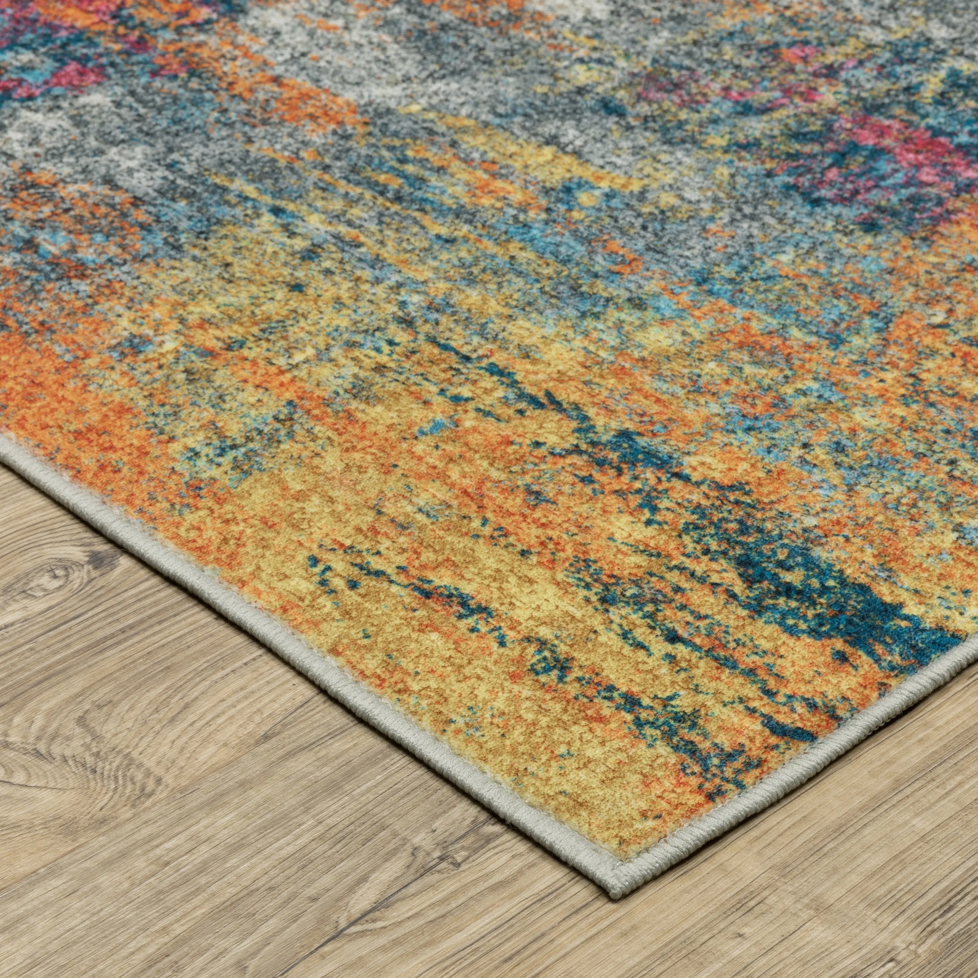 Vista Home Sunderland Abstract Washable Multi-colored Area Rug Mat