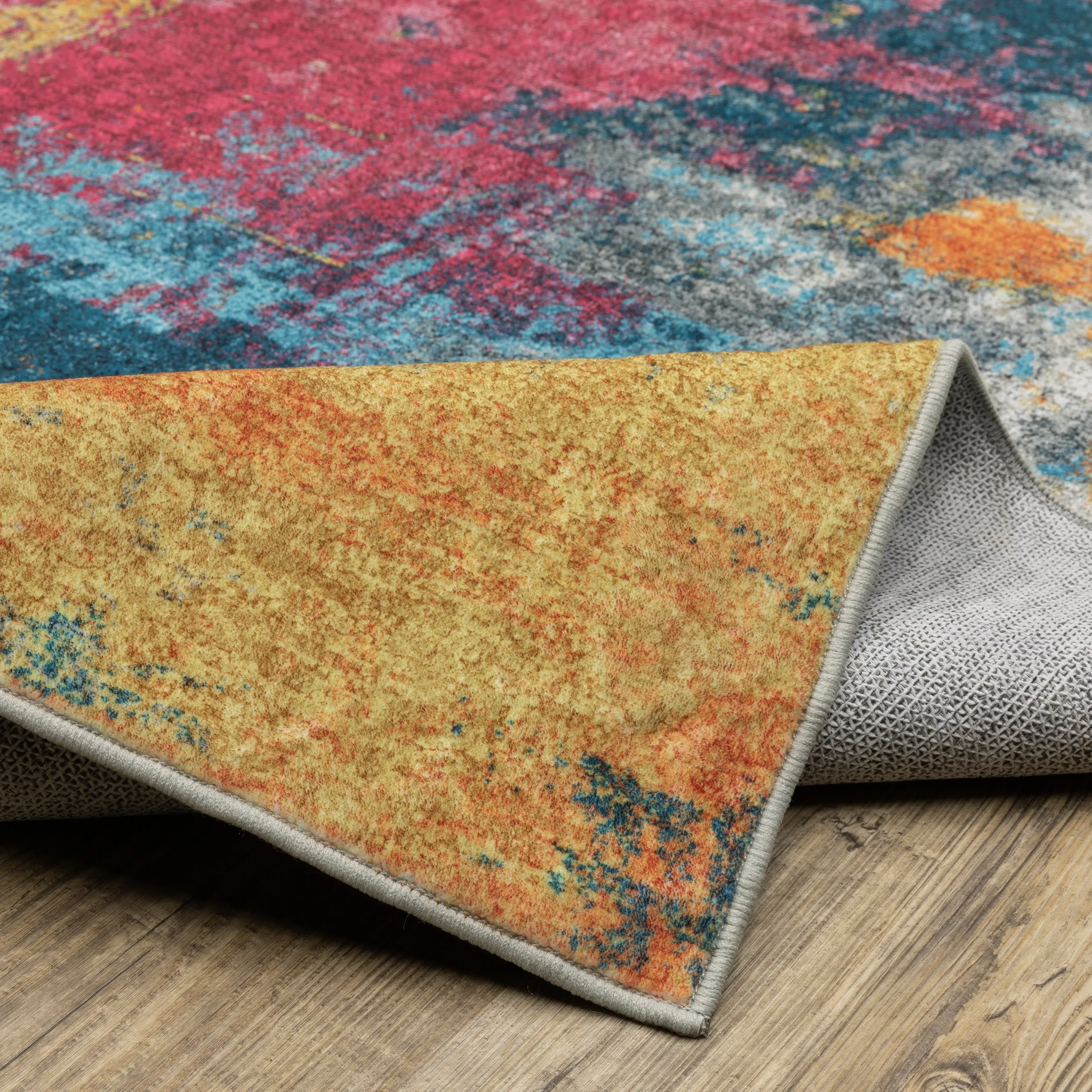 Vista Home Sunderland Abstract Washable Multi-colored Area Rug Mat