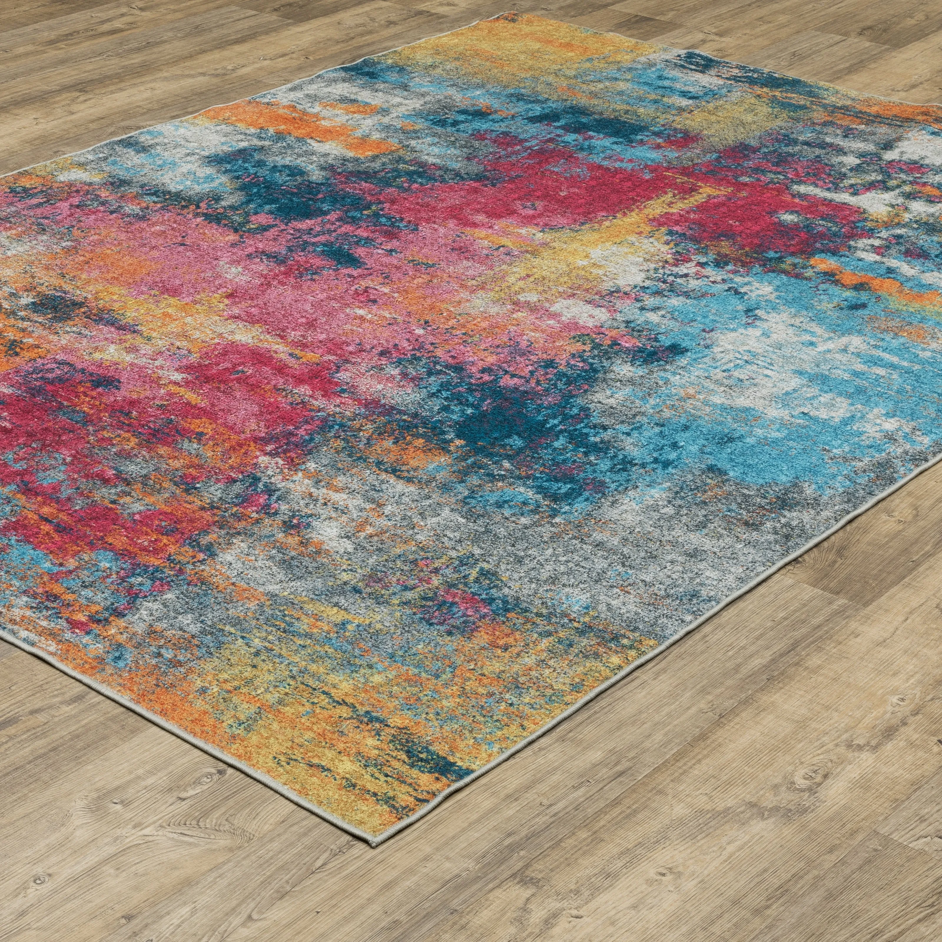 Vista Home Sunderland Abstract Washable Multi-colored Area Rug Mat