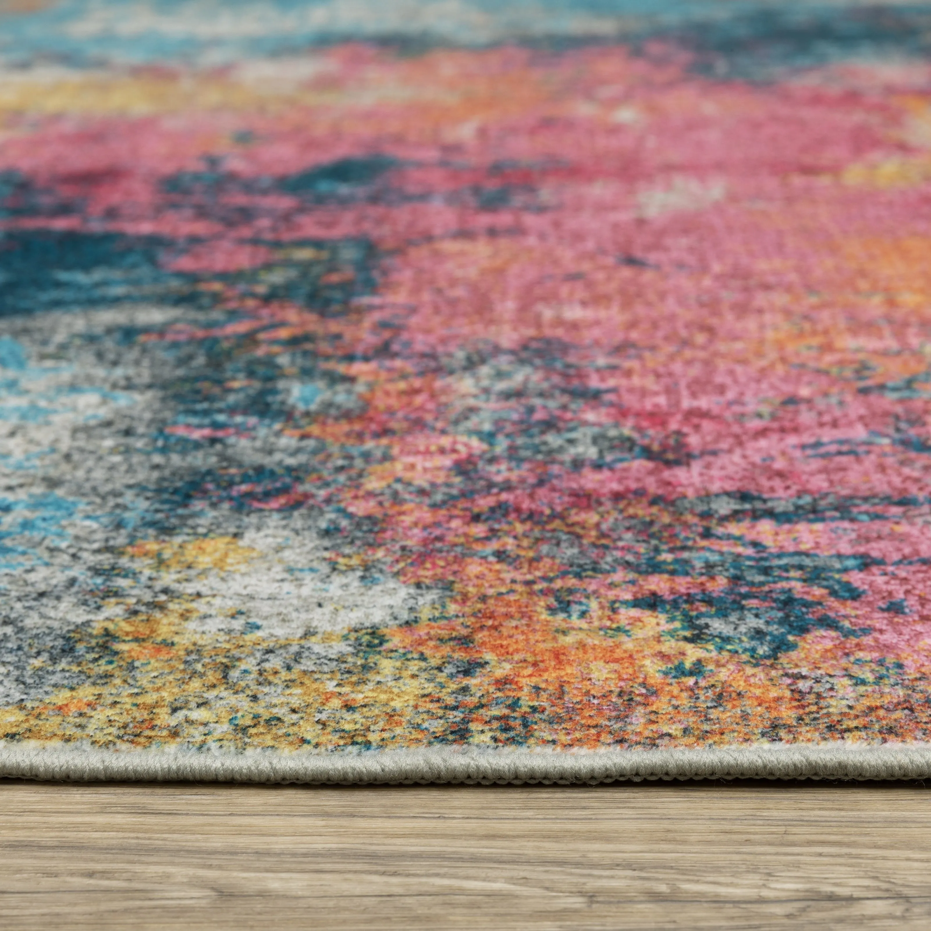Vista Home Sunderland Abstract Washable Multi-colored Area Rug Mat