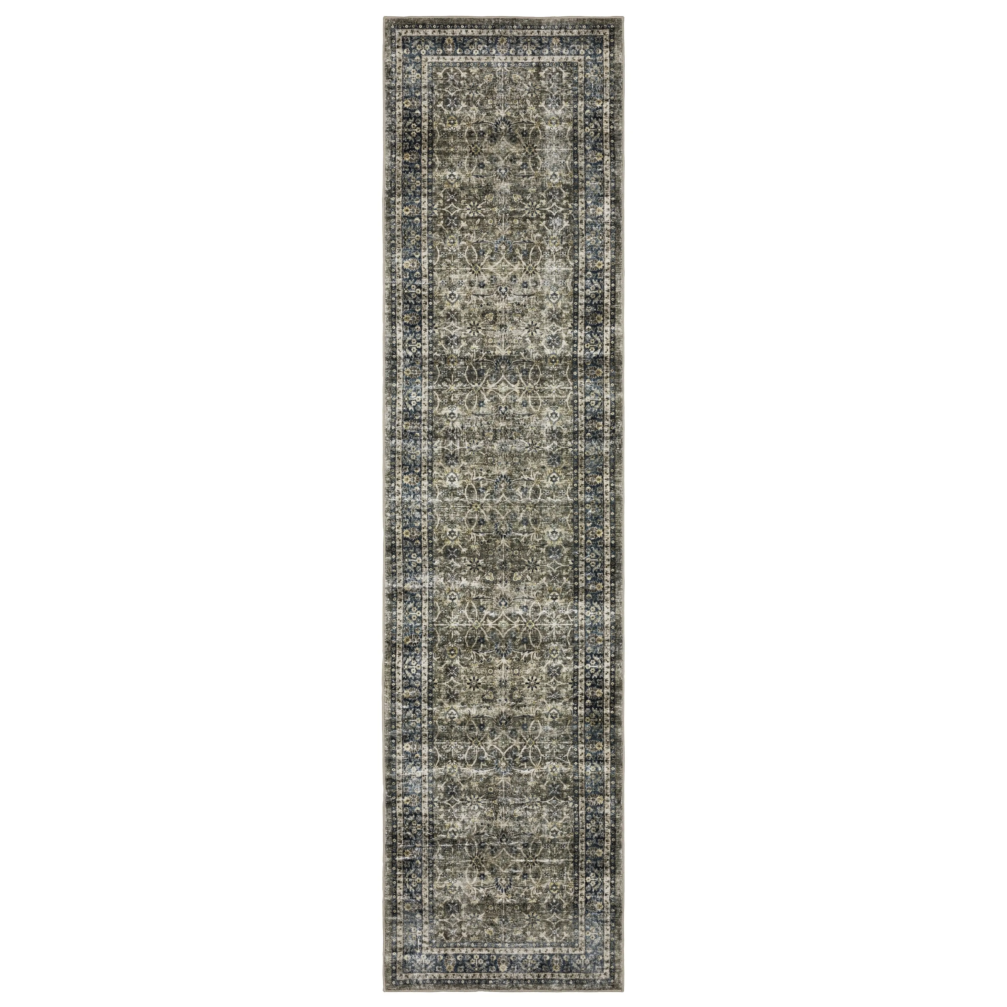 Vista Home Sunderland Faded Traditional Machine Washable Navy/Gray Rug Mat