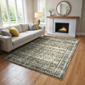 Vista Home Sunderland Faded Traditional Machine Washable Navy/Gray Rug Mat