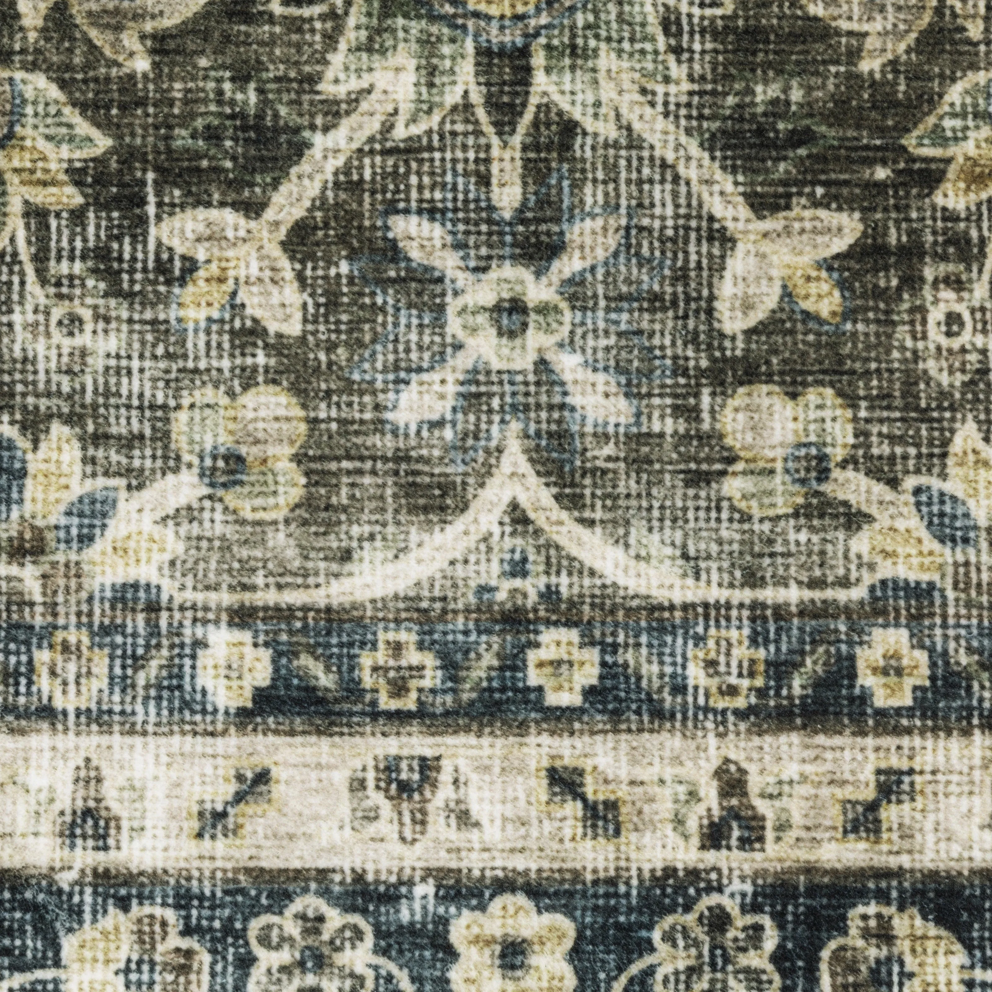 Vista Home Sunderland Faded Traditional Machine Washable Navy/Gray Rug Mat