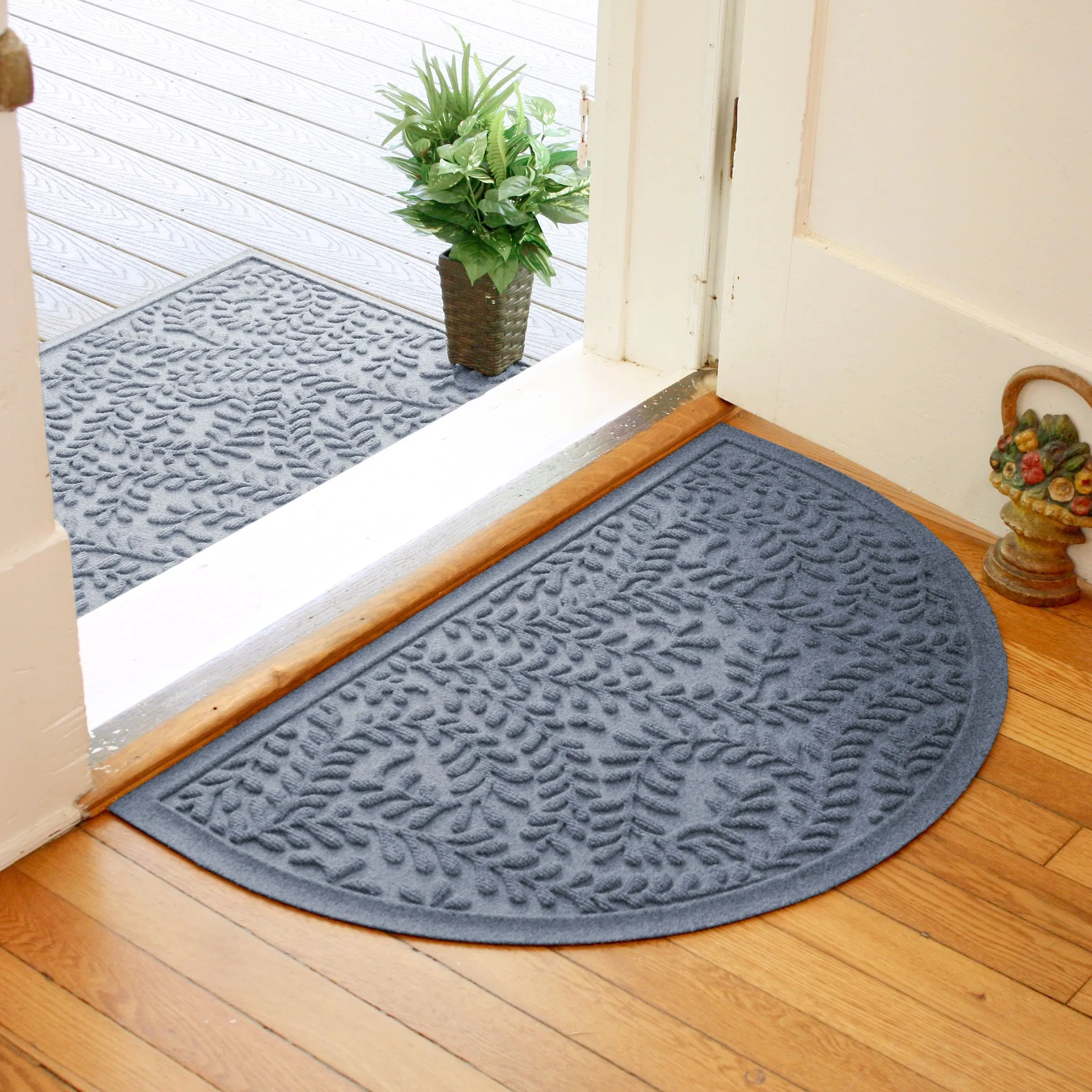 WaterHog Boxwood 24 in. x 39 in. Half Round Indoor Outdoor Door Mat