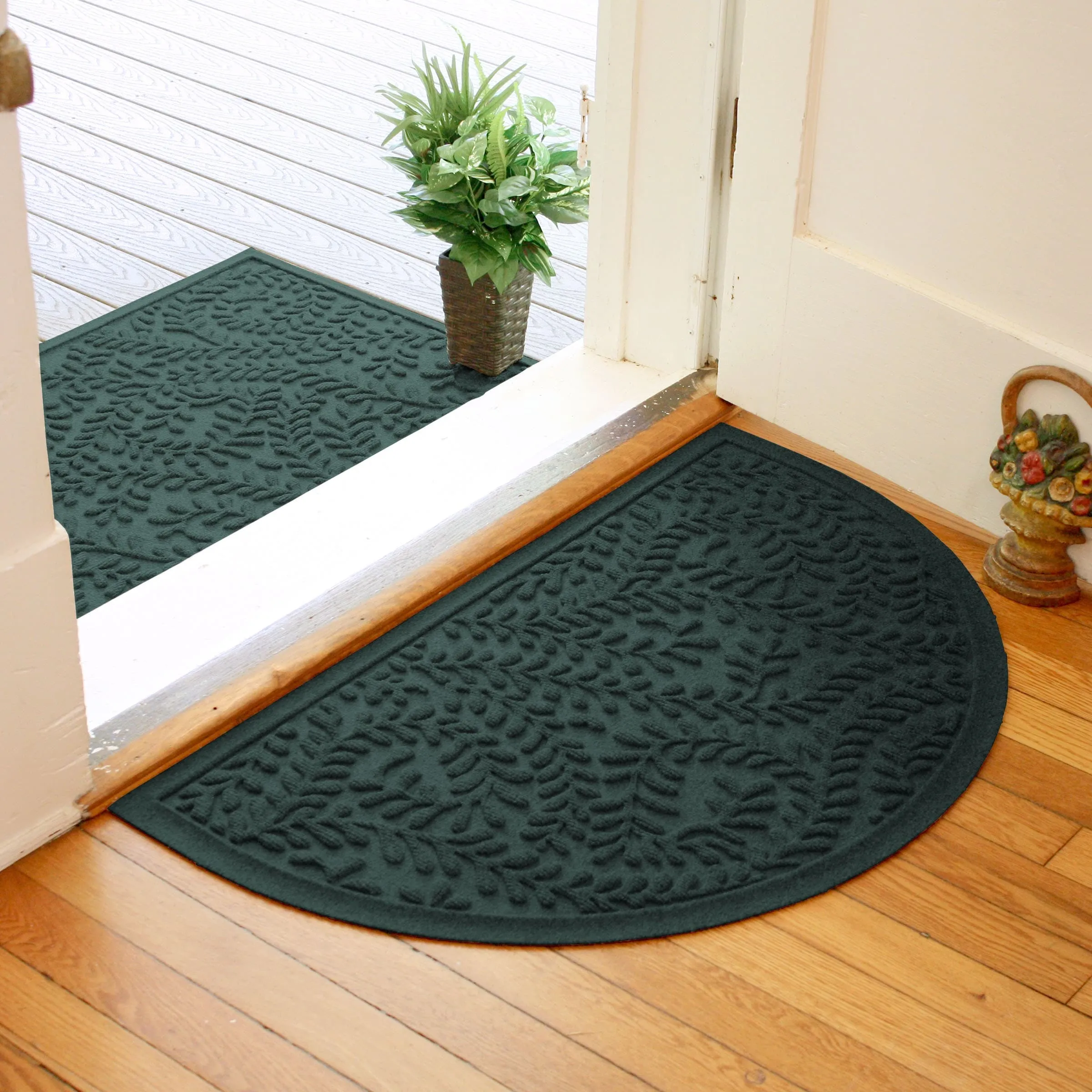WaterHog Boxwood 24 in. x 39 in. Half Round Indoor Outdoor Door Mat