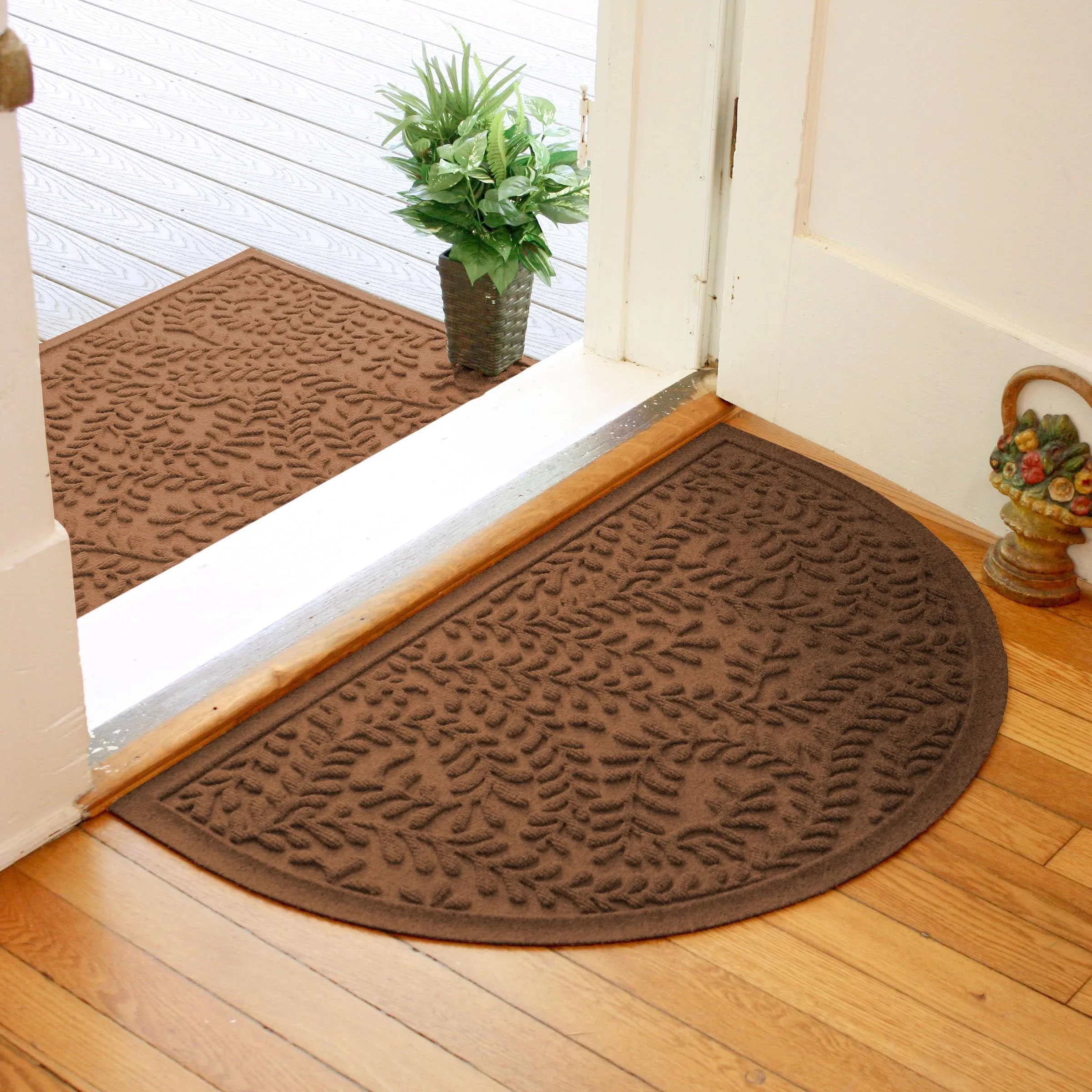 WaterHog Boxwood 24 in. x 39 in. Half Round Indoor Outdoor Door Mat