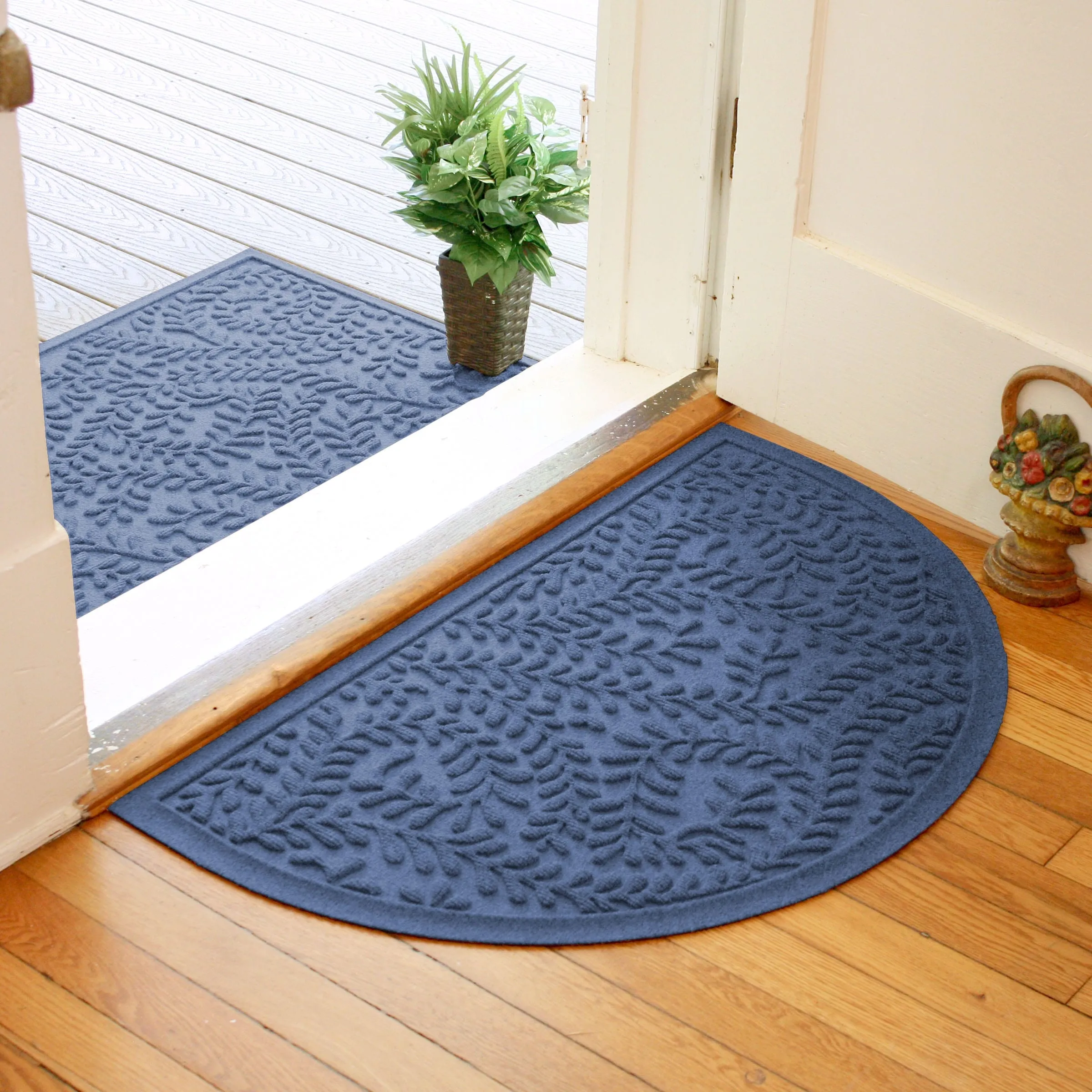 WaterHog Boxwood 24 in. x 39 in. Half Round Indoor Outdoor Door Mat