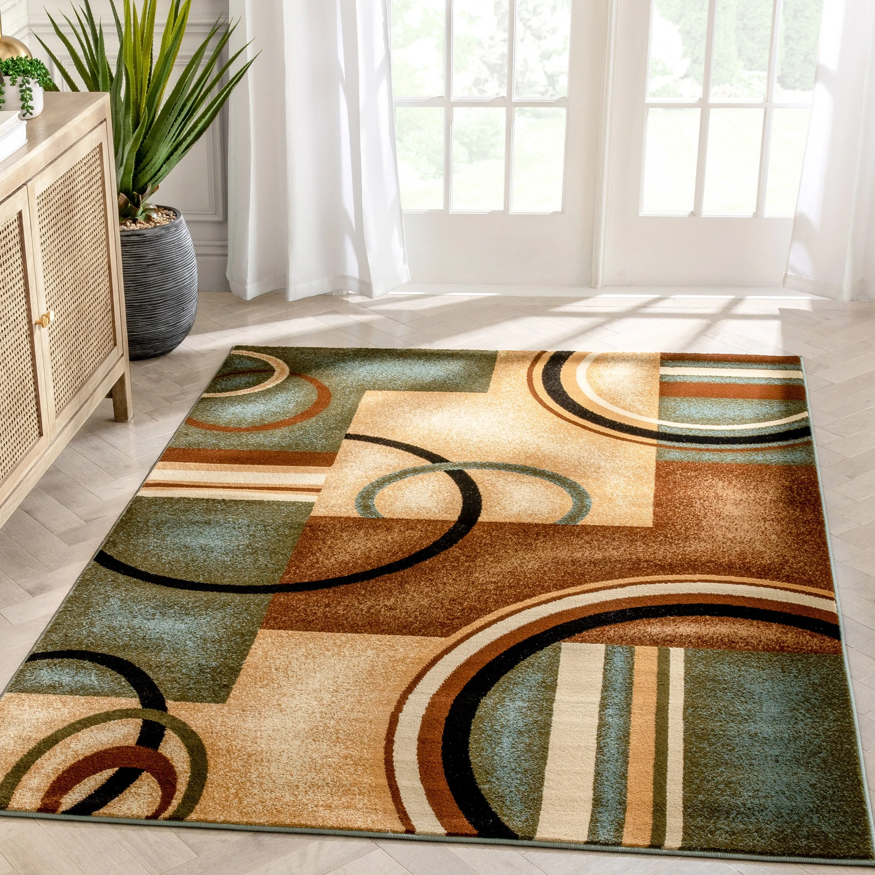 Well Woven Barclay Arcs & Shapes Modern Geometric Circles Area Rug