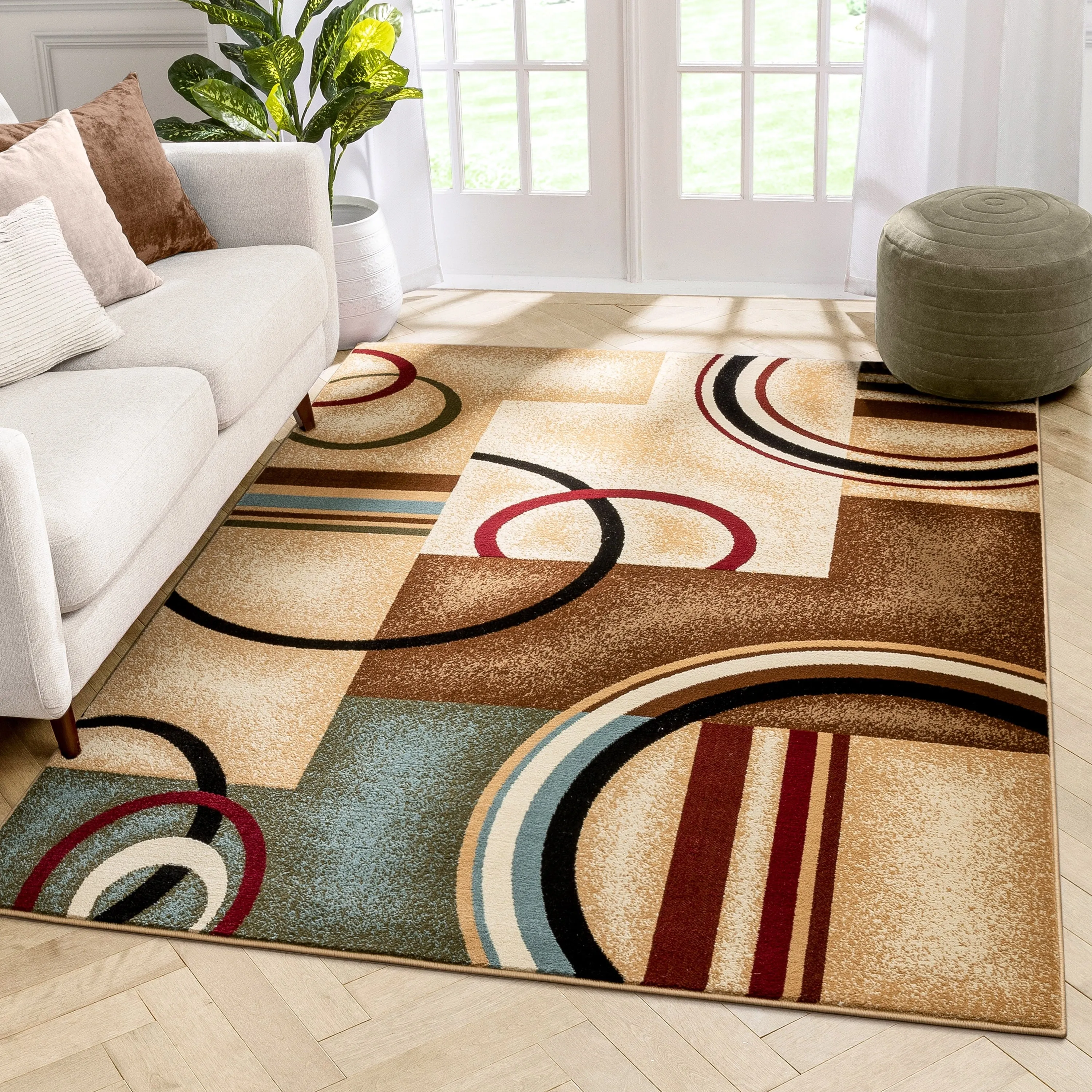 Well Woven Barclay Arcs & Shapes Modern Geometric Circles Area Rug