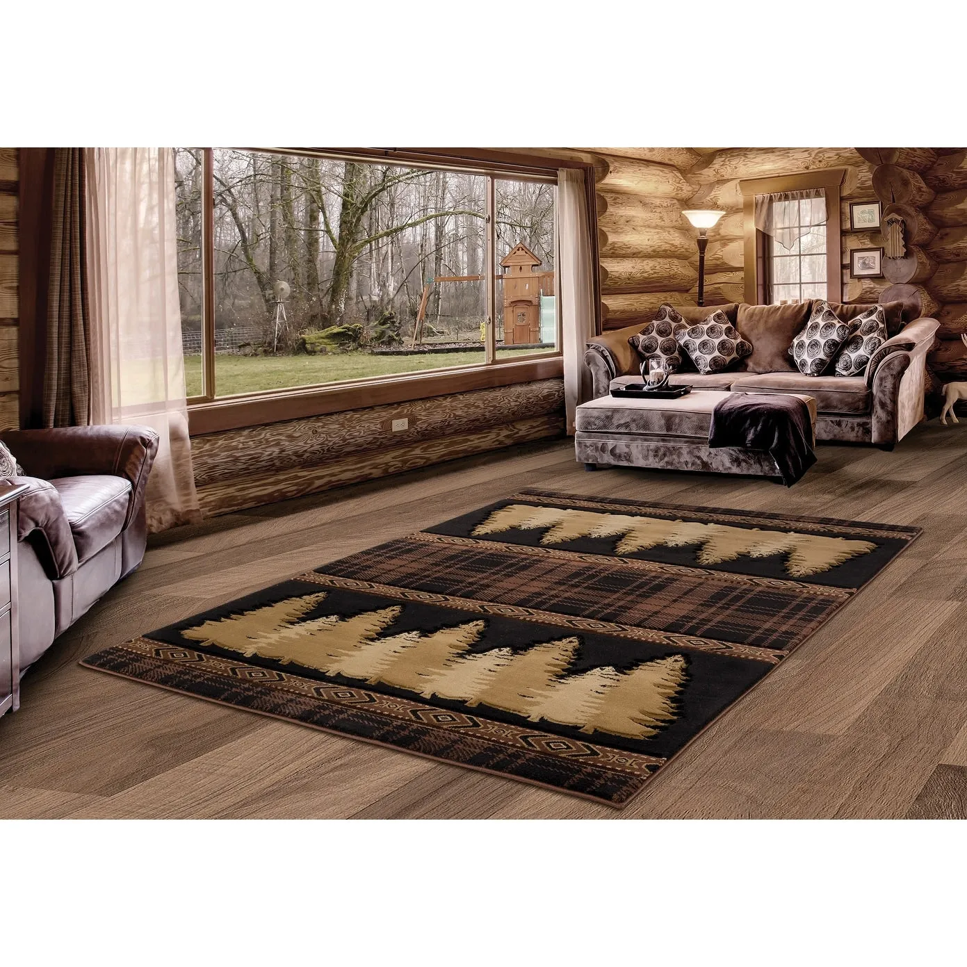 Westfield Home Graham Azure Plains Brown Hand-Carved Area Rug