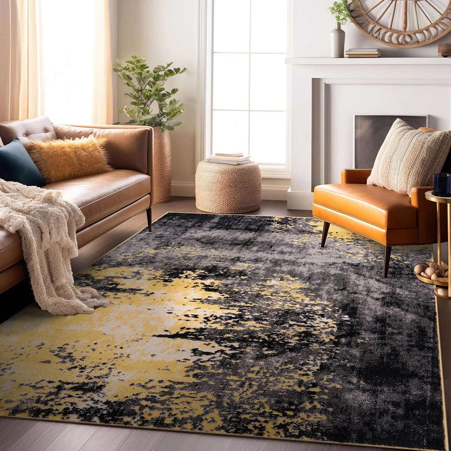 World Rug Gallery Contemporary Abstract Splash Blue Area Rug