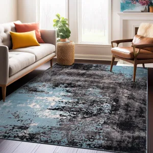 World Rug Gallery Contemporary Abstract Splash Blue Area Rug