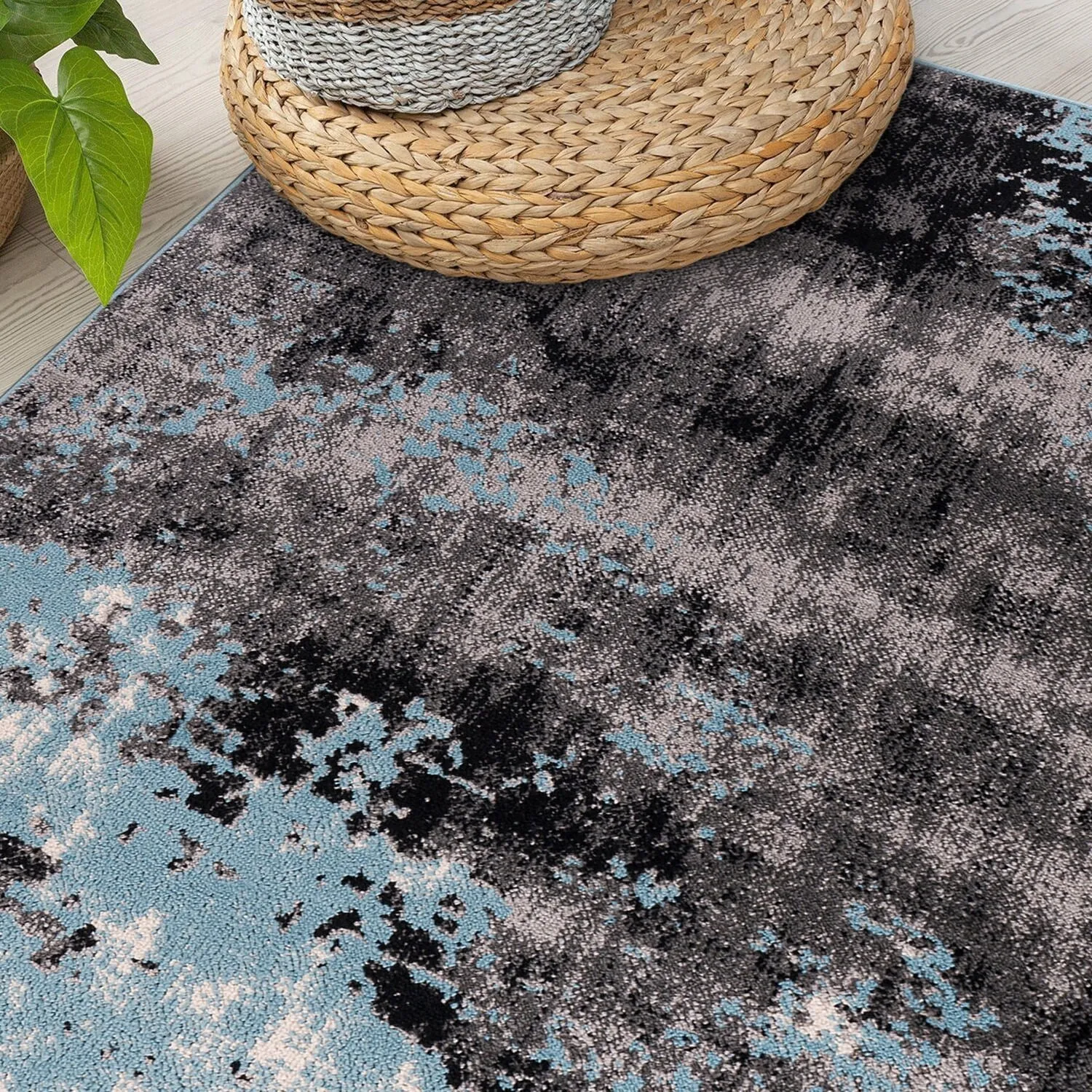 World Rug Gallery Contemporary Abstract Splash Blue Area Rug