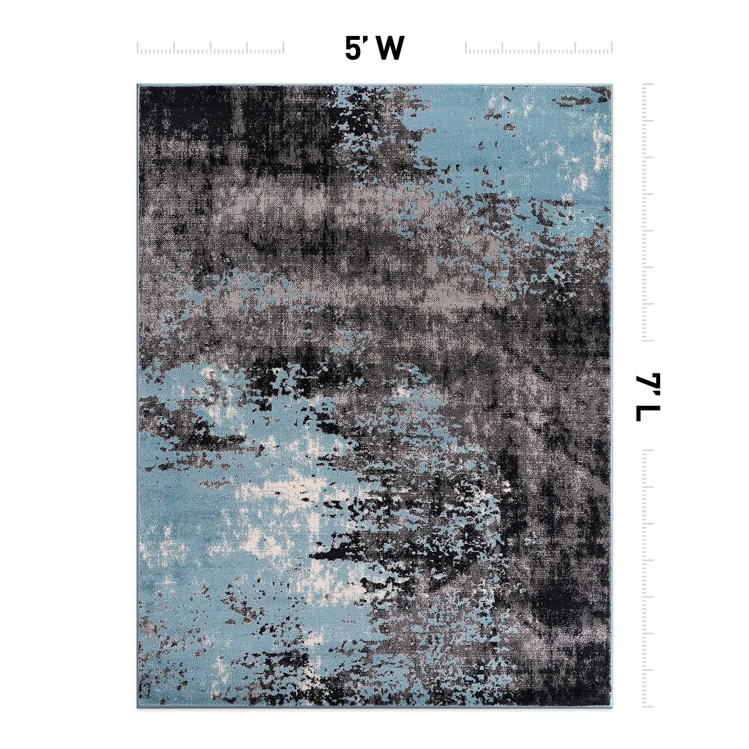 World Rug Gallery Contemporary Abstract Splash Blue Area Rug