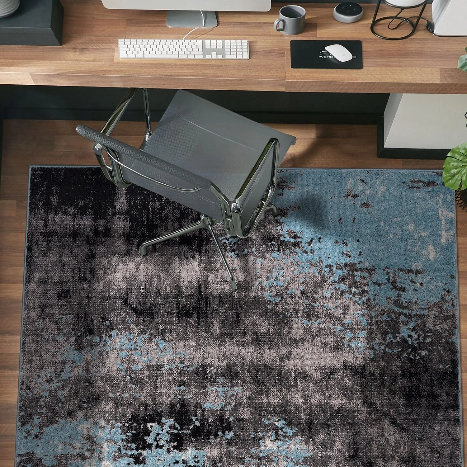 World Rug Gallery Contemporary Abstract Splash Blue Area Rug