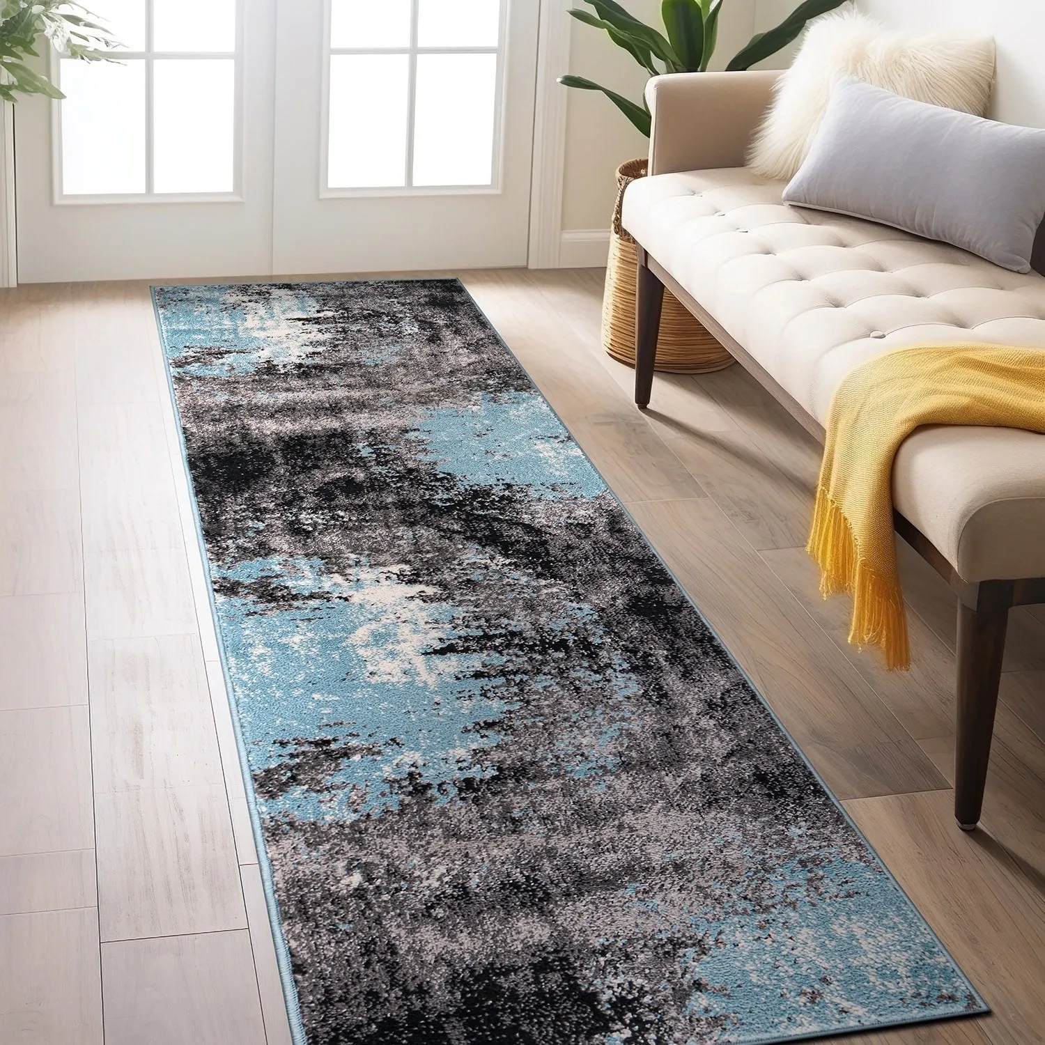 World Rug Gallery Contemporary Abstract Splash Blue Area Rug