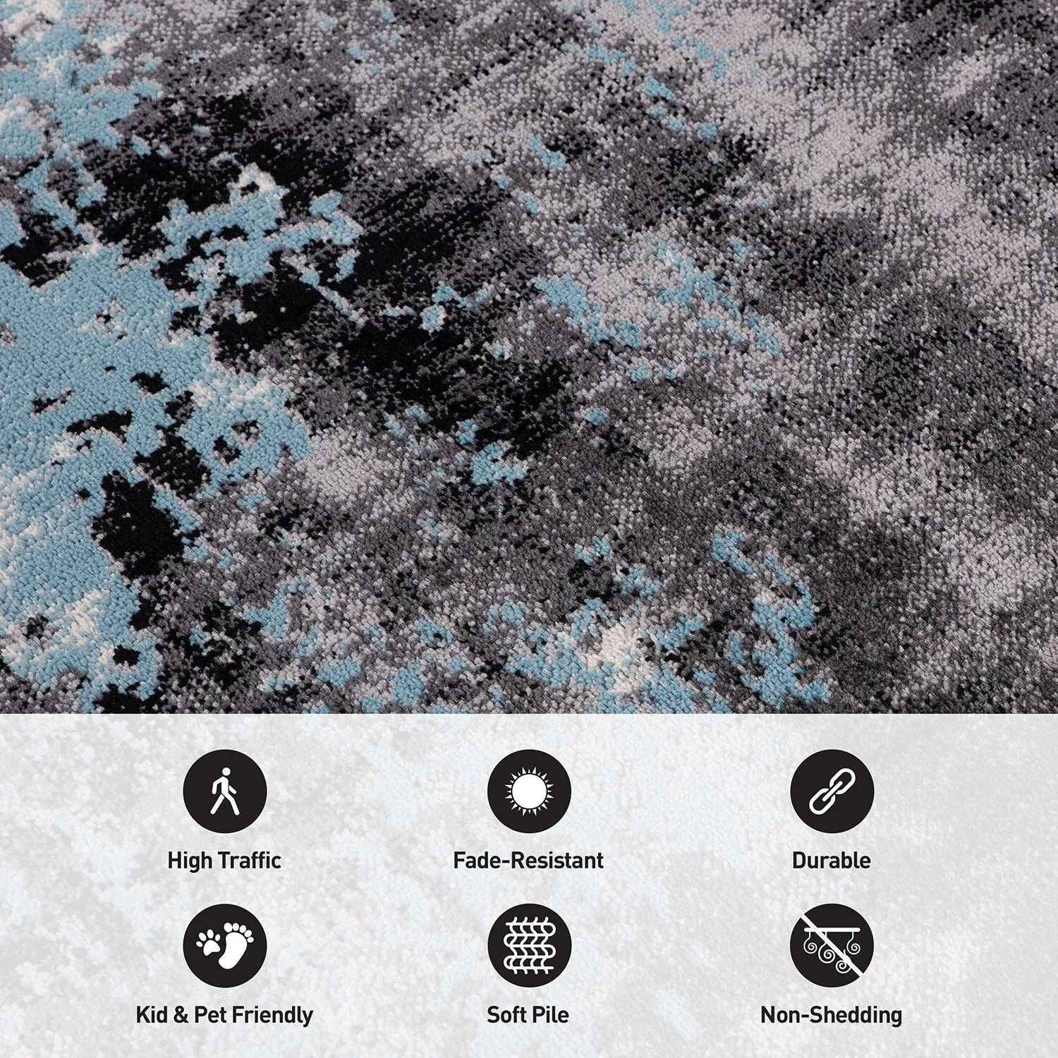 World Rug Gallery Contemporary Abstract Splash Blue Area Rug