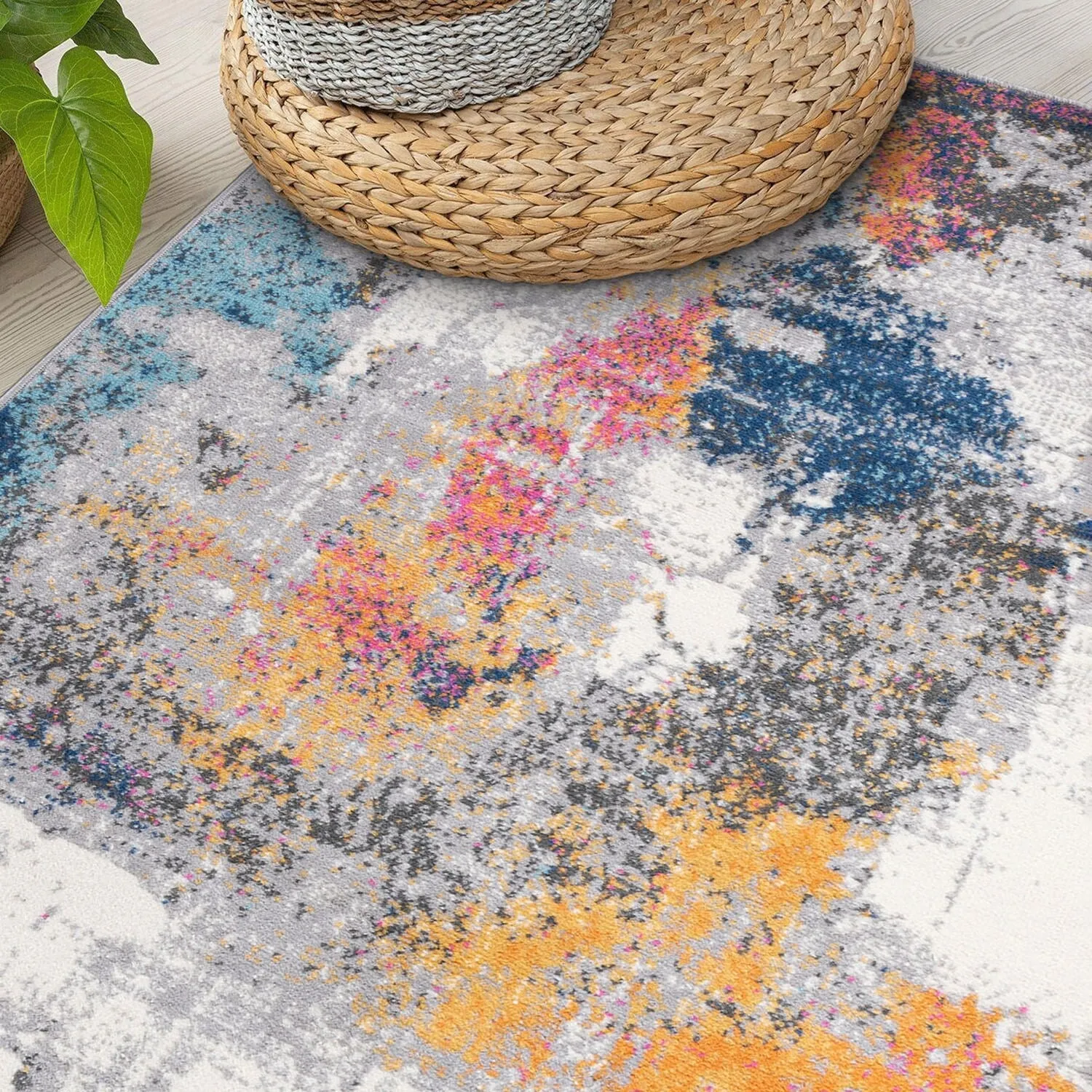 World Rug Gallery Contemporary Abstract Splashcolor Area Rug