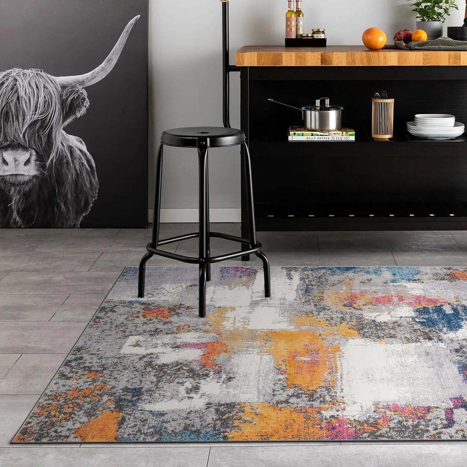 World Rug Gallery Contemporary Abstract Splashcolor Area Rug
