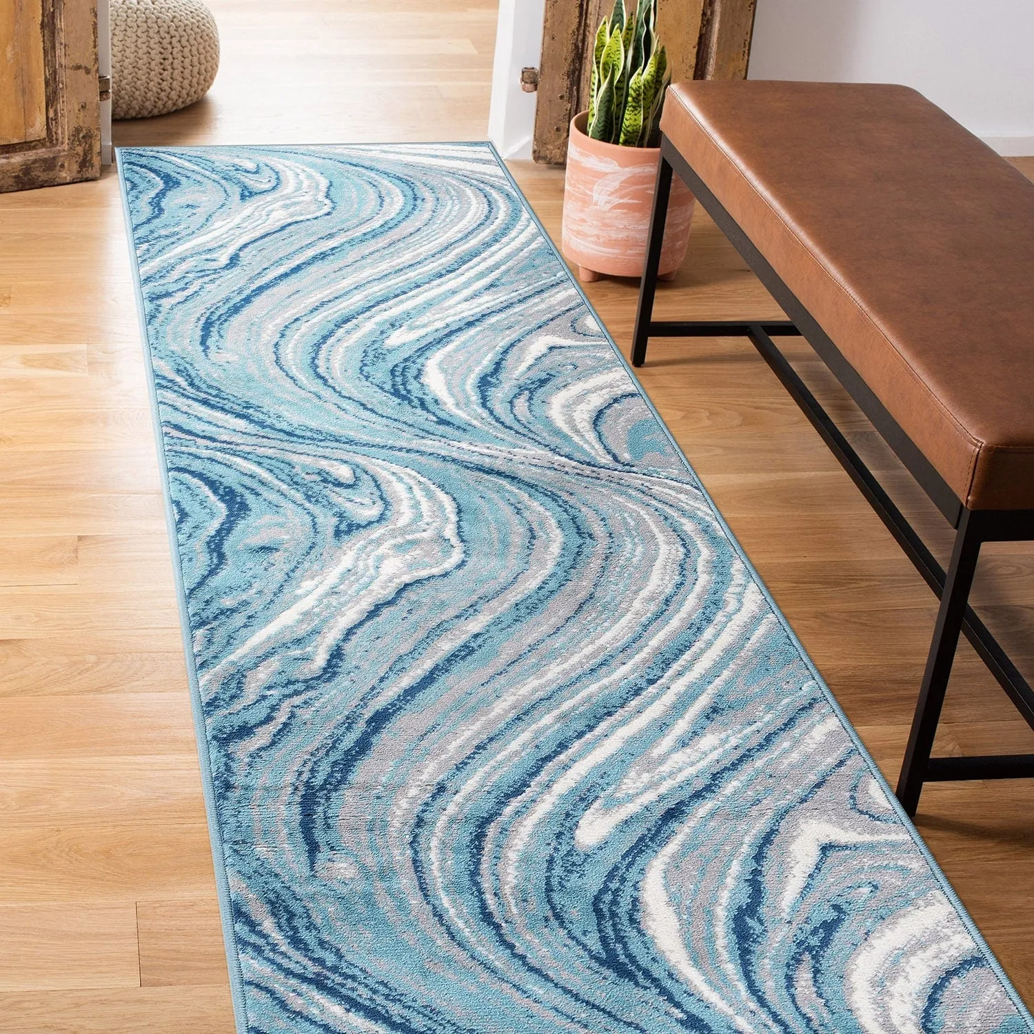 World Rug Gallery Contemporary Abstract Swirl Area Rug