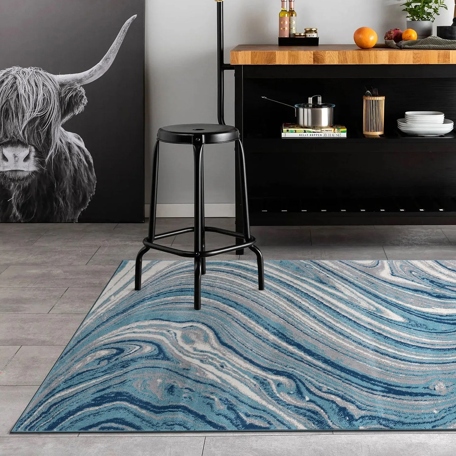 World Rug Gallery Contemporary Abstract Swirl Area Rug