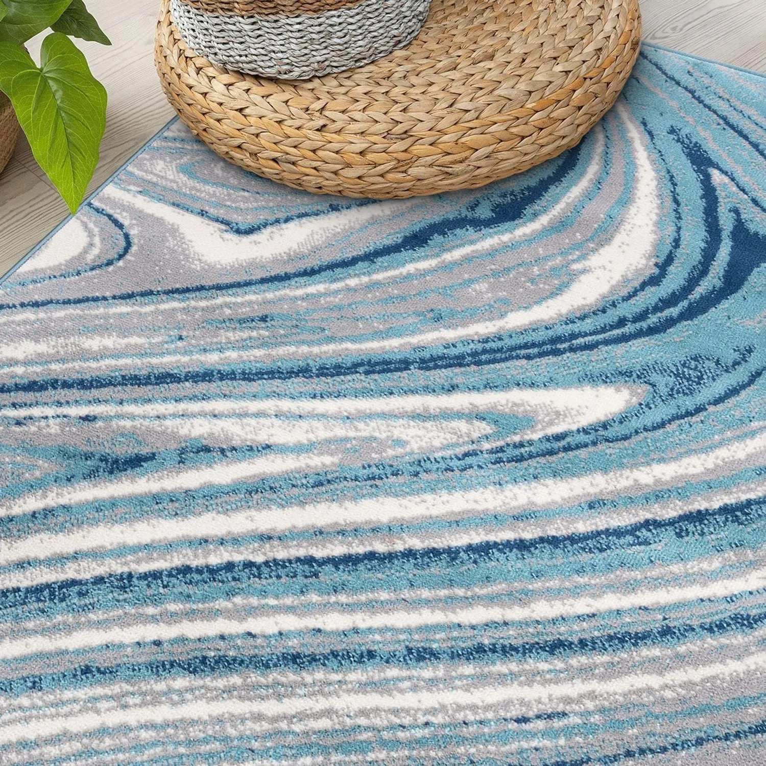 World Rug Gallery Contemporary Abstract Swirl Area Rug