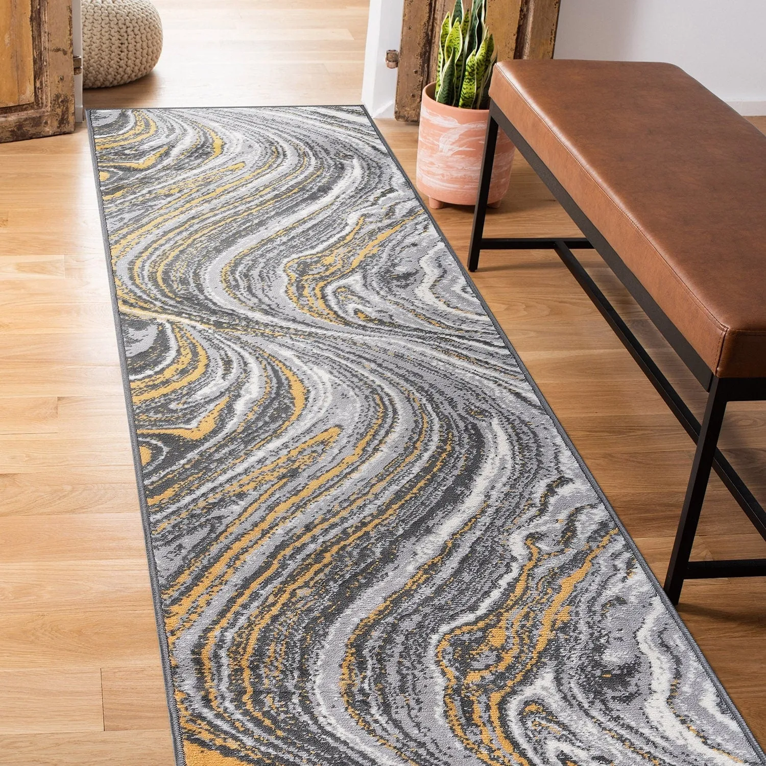 World Rug Gallery Contemporary Abstract Swirl Area Rug