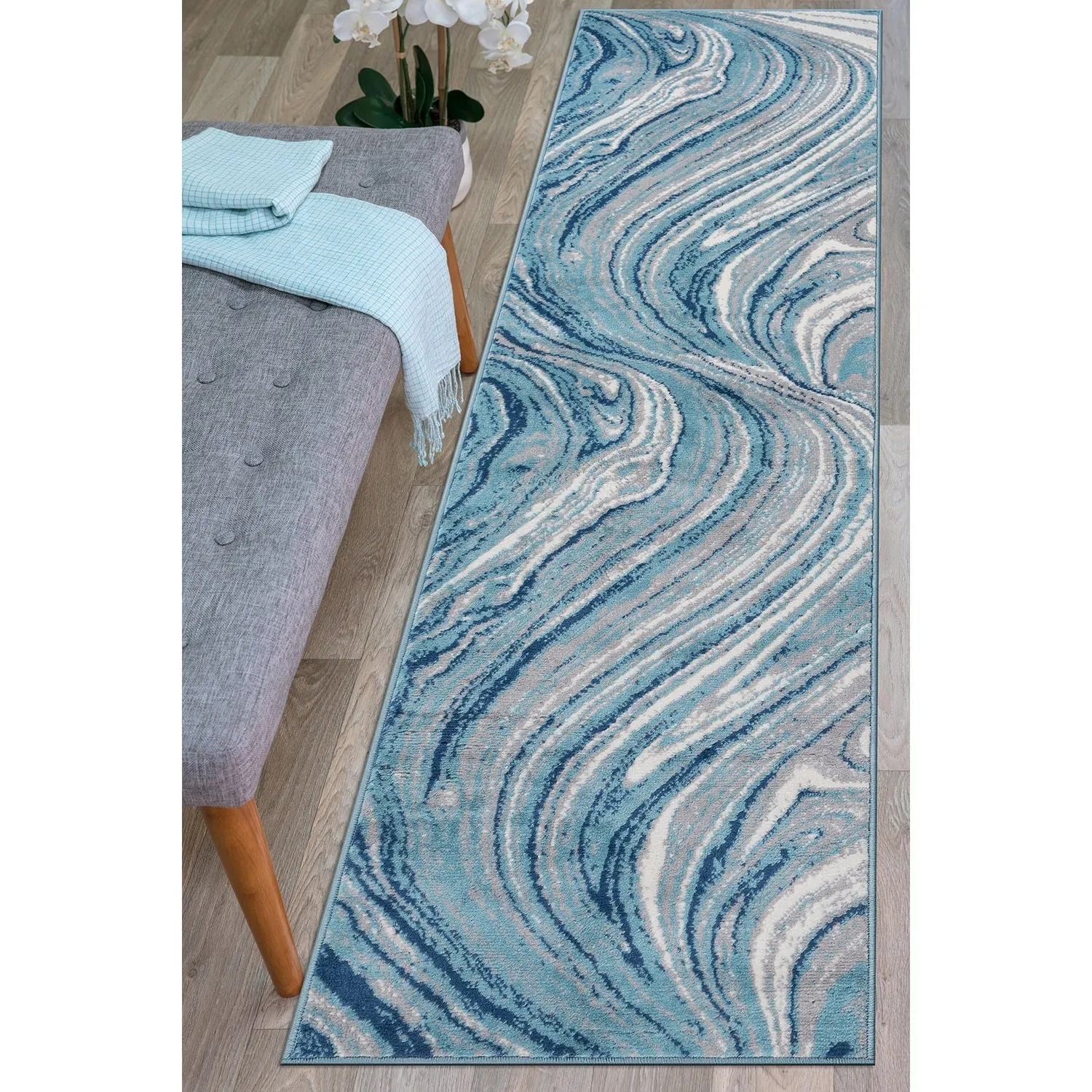 World Rug Gallery Contemporary Abstract Swirl Area Rug