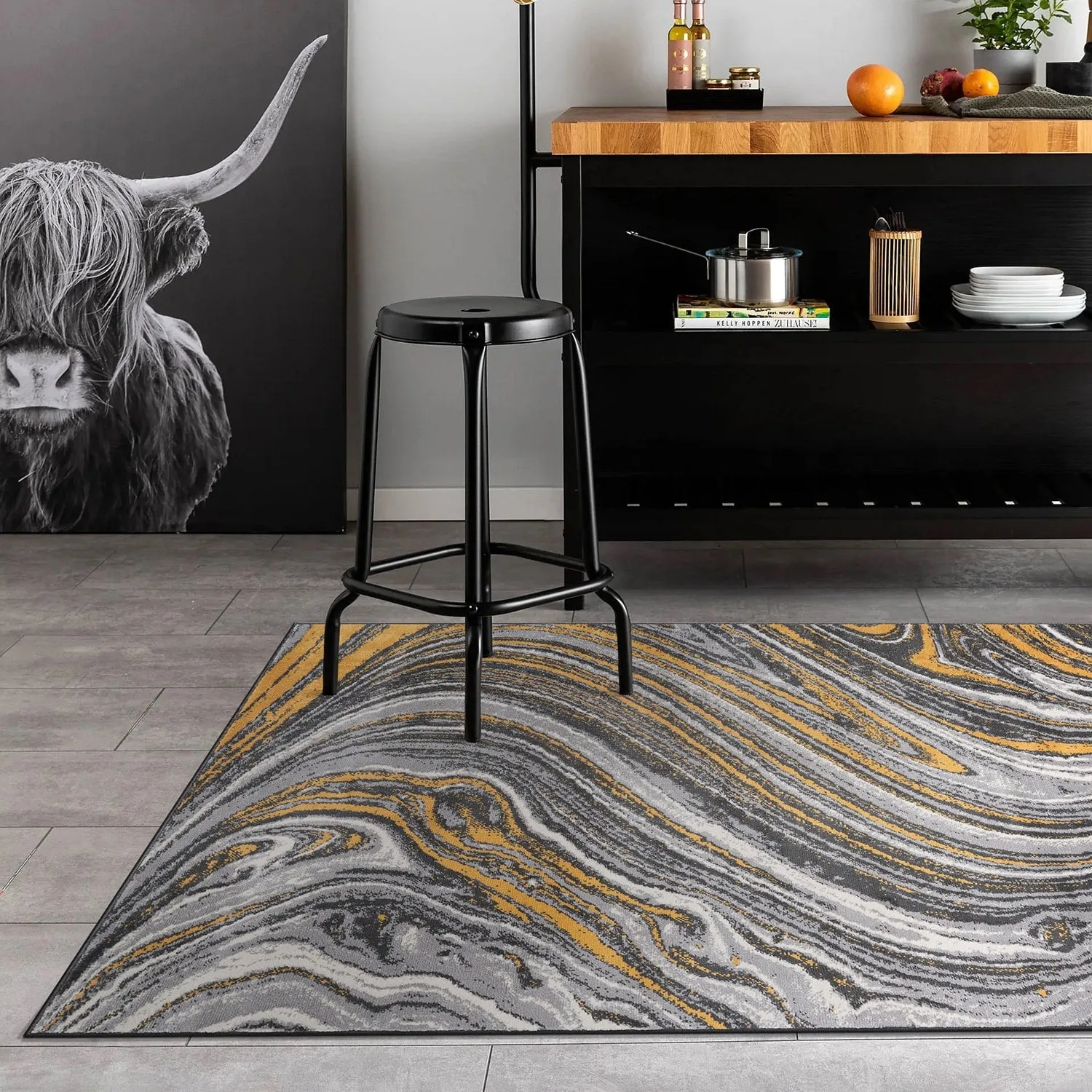 World Rug Gallery Contemporary Abstract Swirl Area Rug