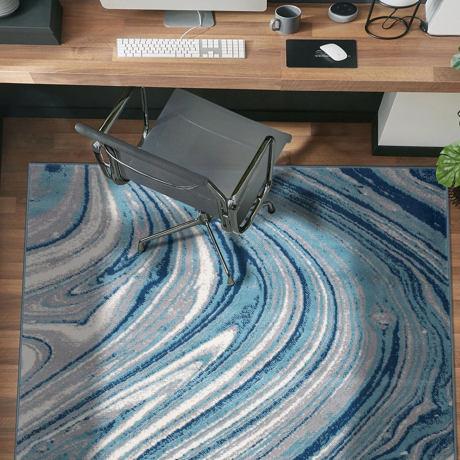 World Rug Gallery Contemporary Abstract Swirl Area Rug