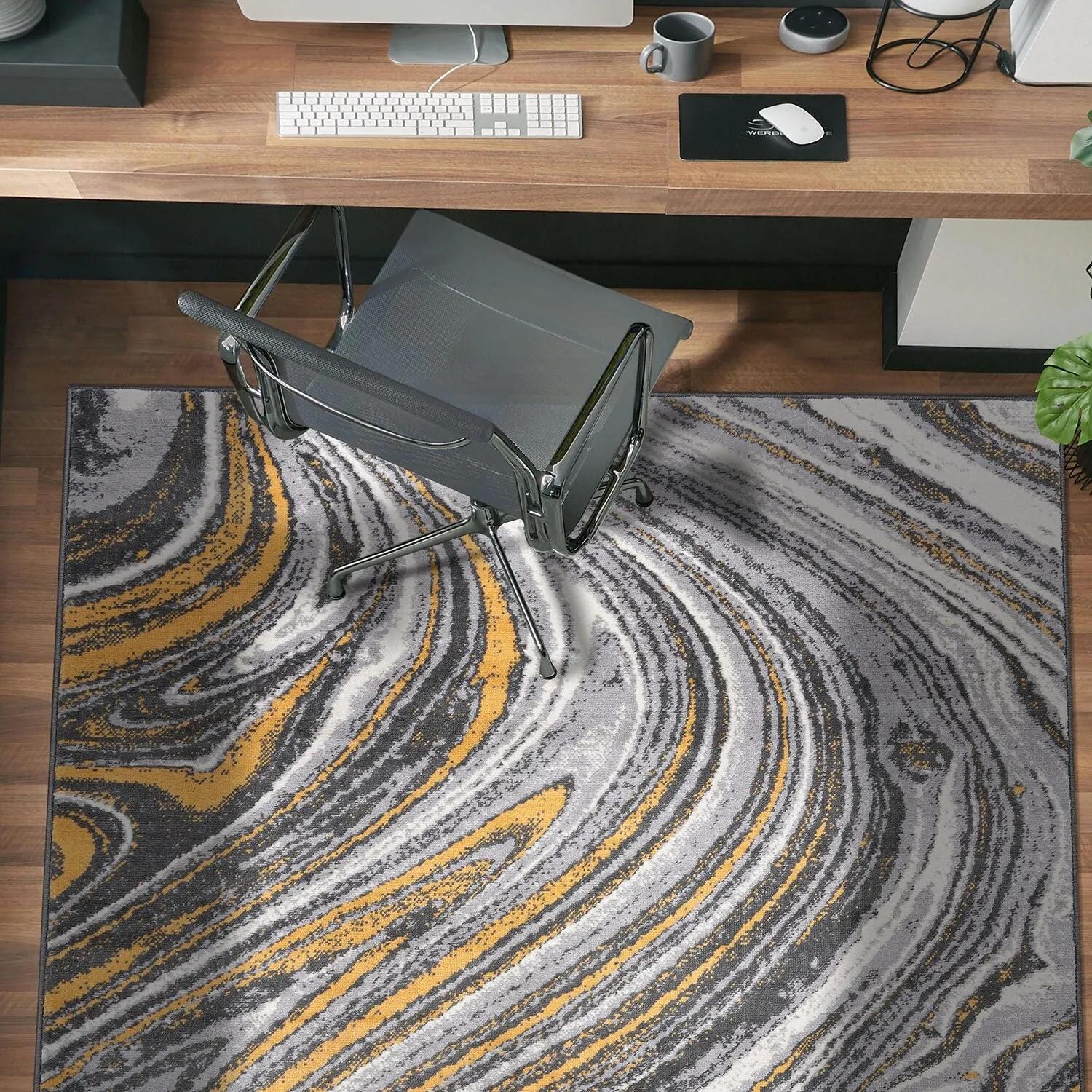 World Rug Gallery Contemporary Abstract Swirl Area Rug