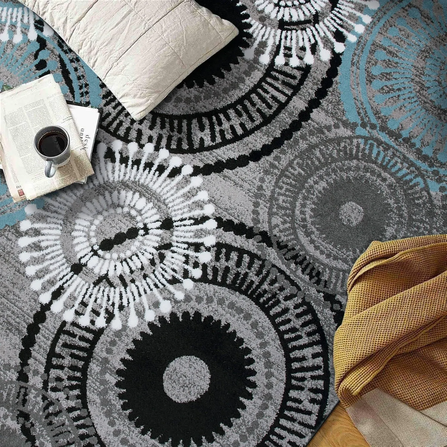 World Rug Gallery Contemporary Circles Area Rug