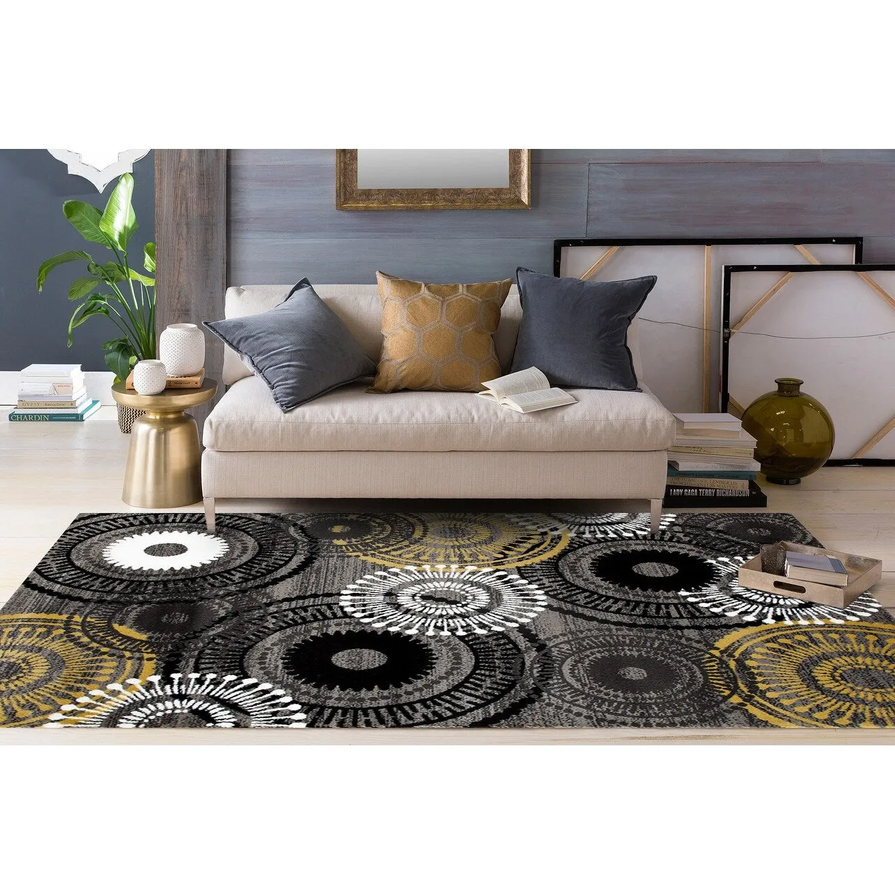 World Rug Gallery Contemporary Circles Area Rug