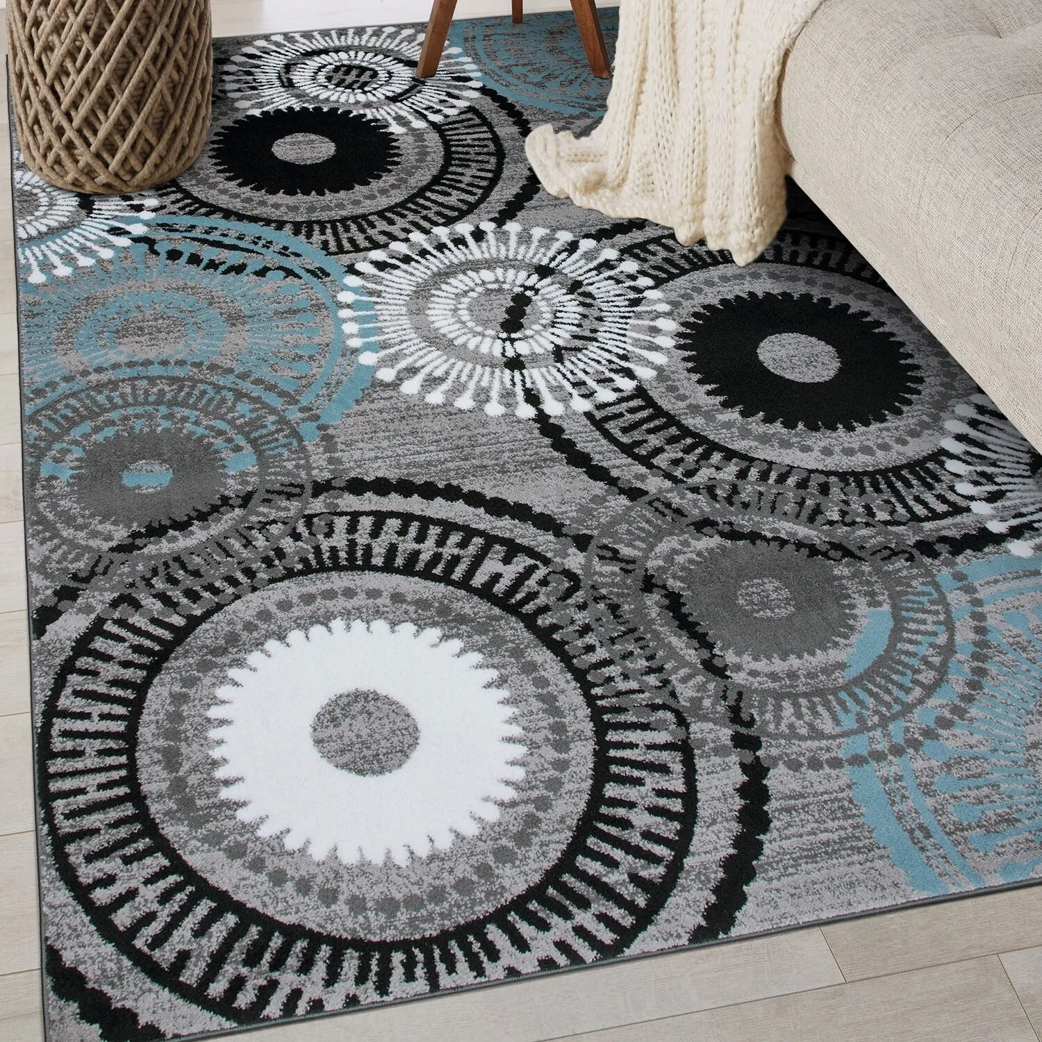 World Rug Gallery Contemporary Circles Area Rug